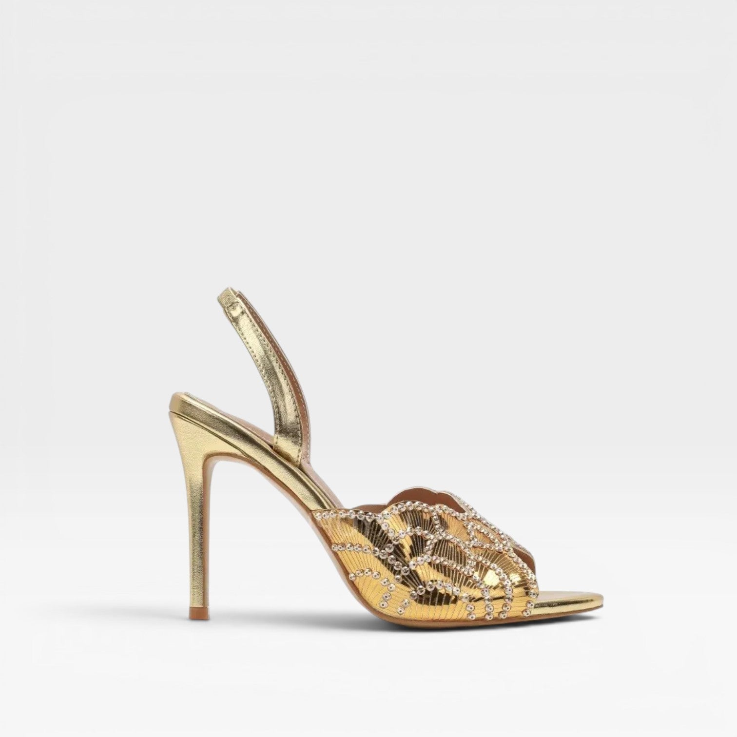 Damen Metallic Slingback Absätze – Elegante Peep Toe Stiletto Sandalen für besondere Anlässe