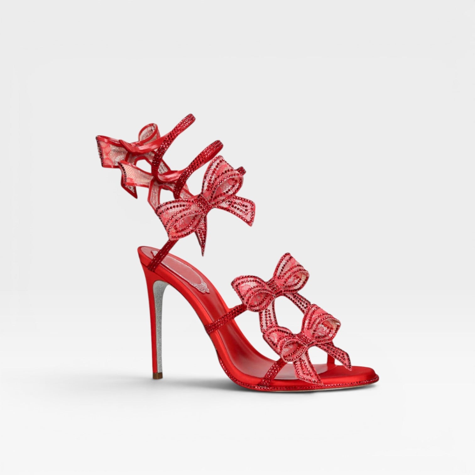 Damen Kristall Schleifen Absätze – Elegante Satin Wickel Knöchel Stiletto Sandalen für besondere Anlässe