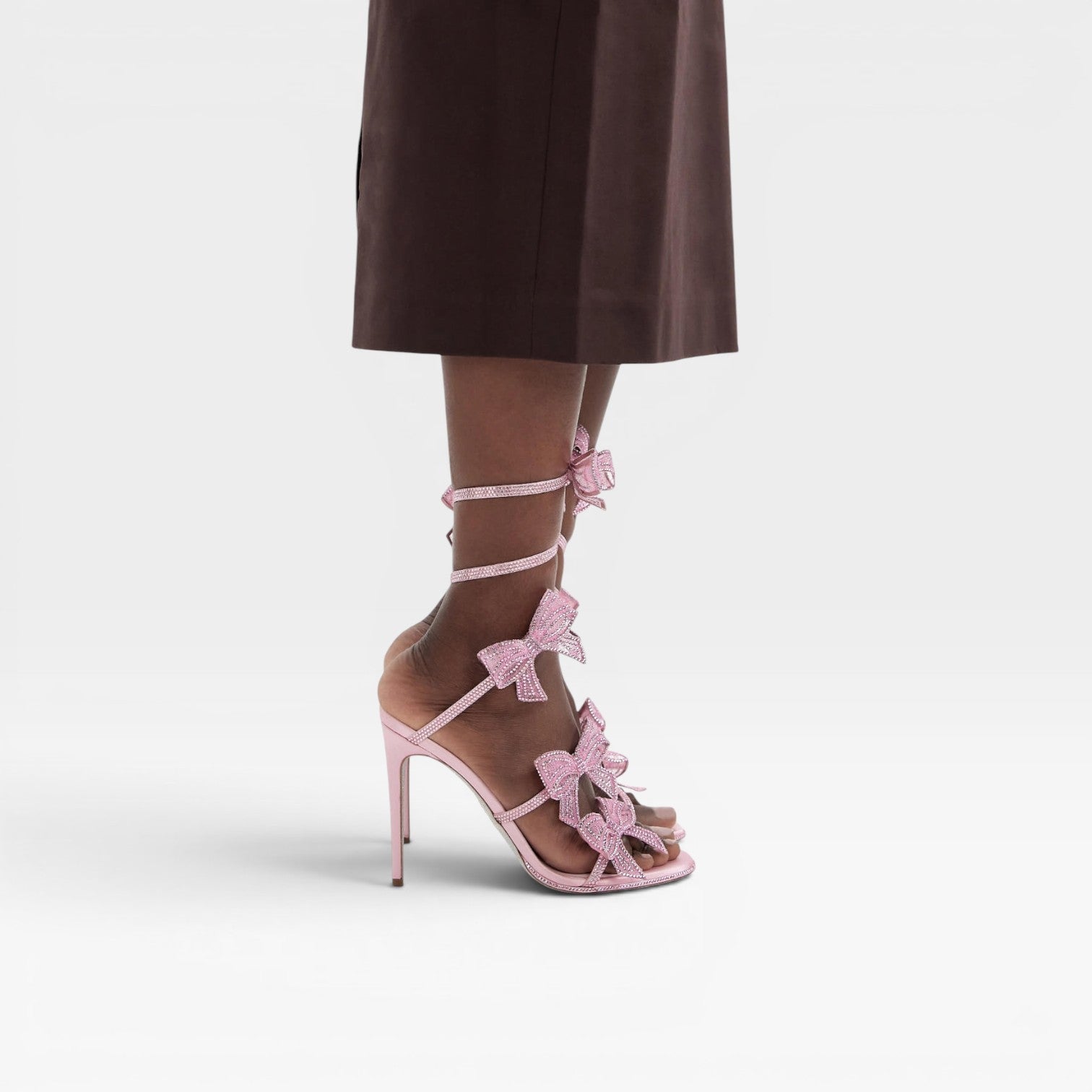 Damen Kristall Schleifen Absätze – Elegante Satin Wickel Knöchel Stiletto Sandalen für besondere Anlässe
