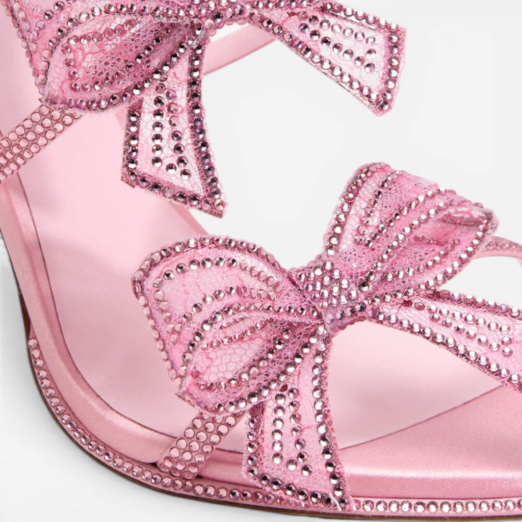 Damen Kristall Schleifen Absätze – Elegante Satin Wickel Knöchel Stiletto Sandalen für besondere Anlässe