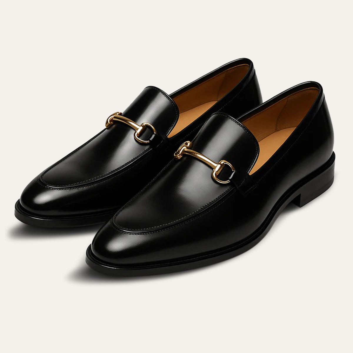 Herren Leder Pferdebit Slipper – Elegante Slip-On Dressschuhe mit goldener Schnalle