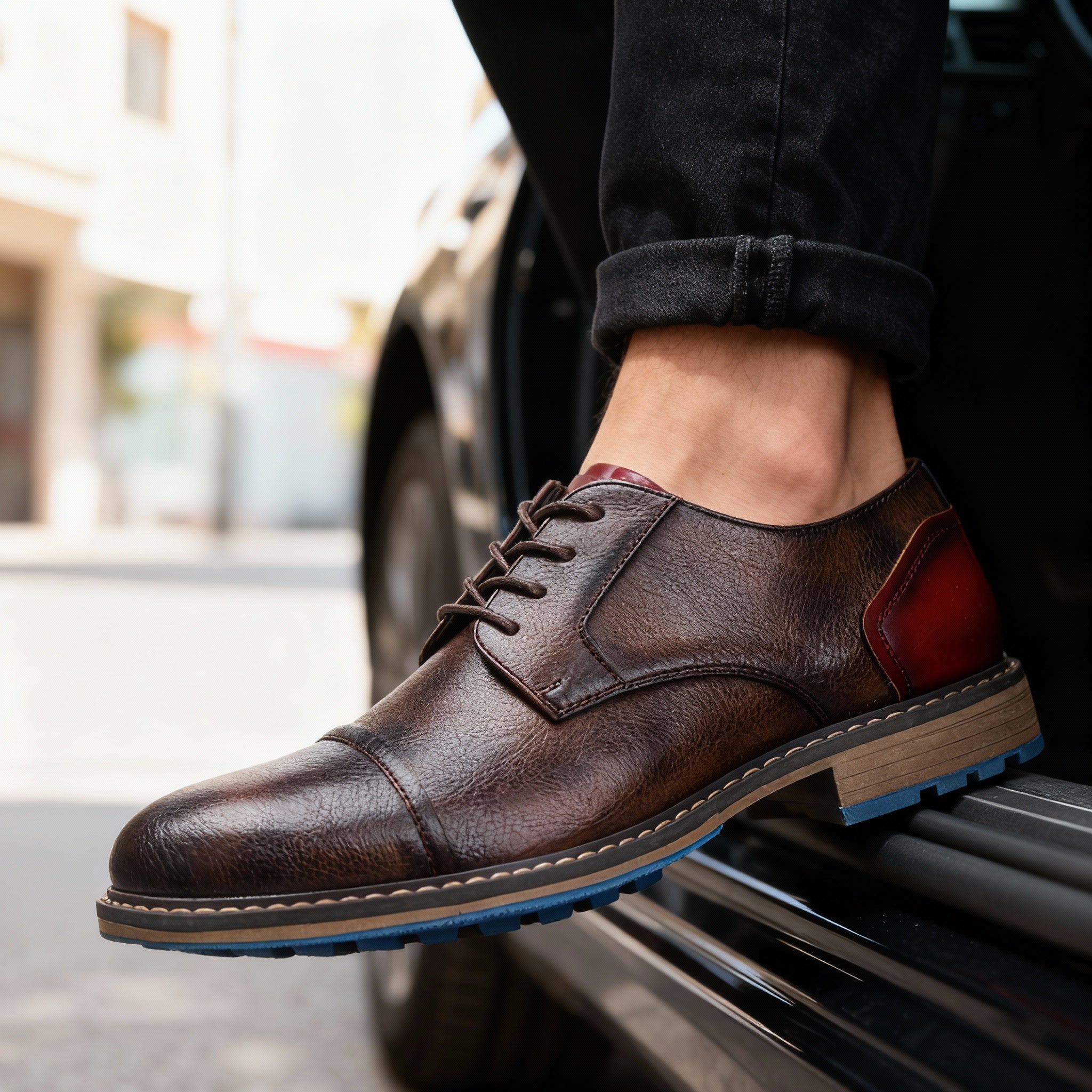 Herren Leder Derby Schuhe mit Kappe – Klassische Schnürschuhe für besondere Anlässe