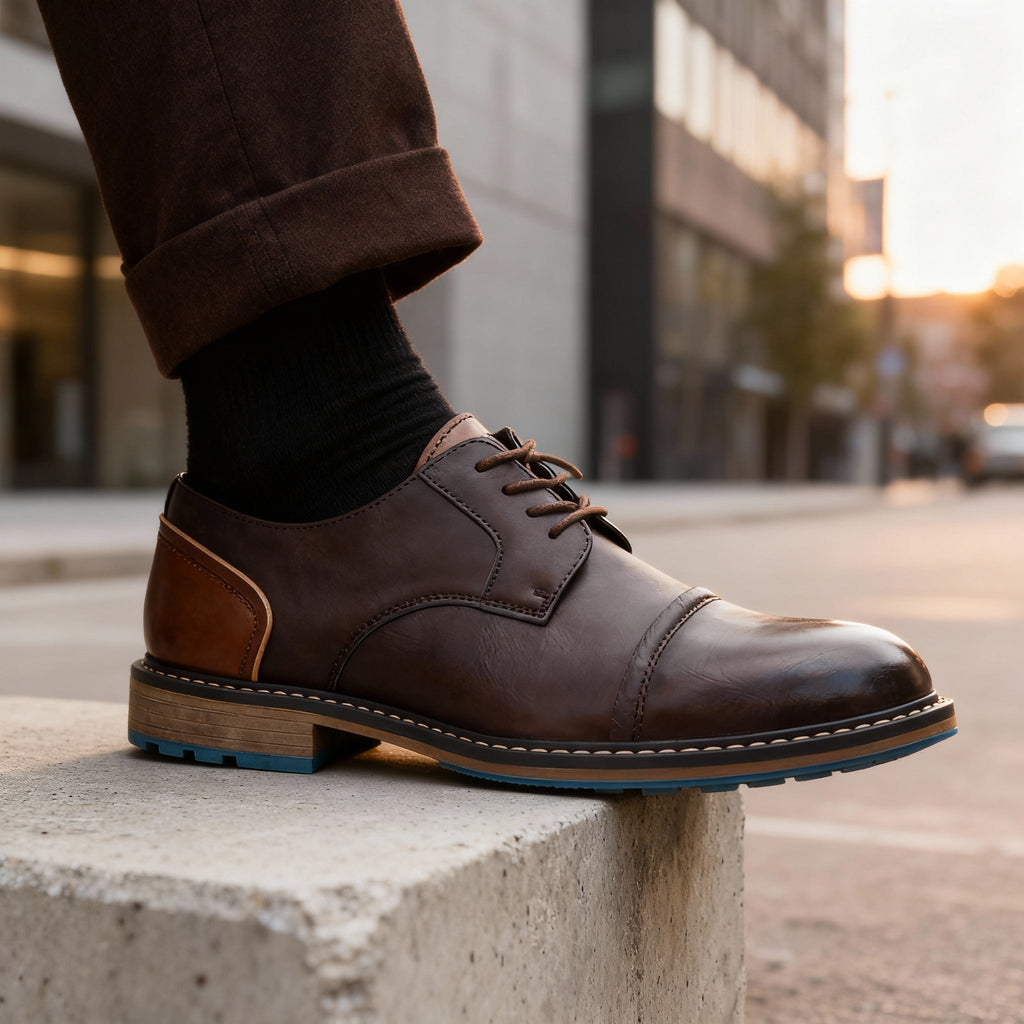 Herren Leder Derby Schuhe mit Kappe – Klassische Schnürschuhe für besondere Anlässe