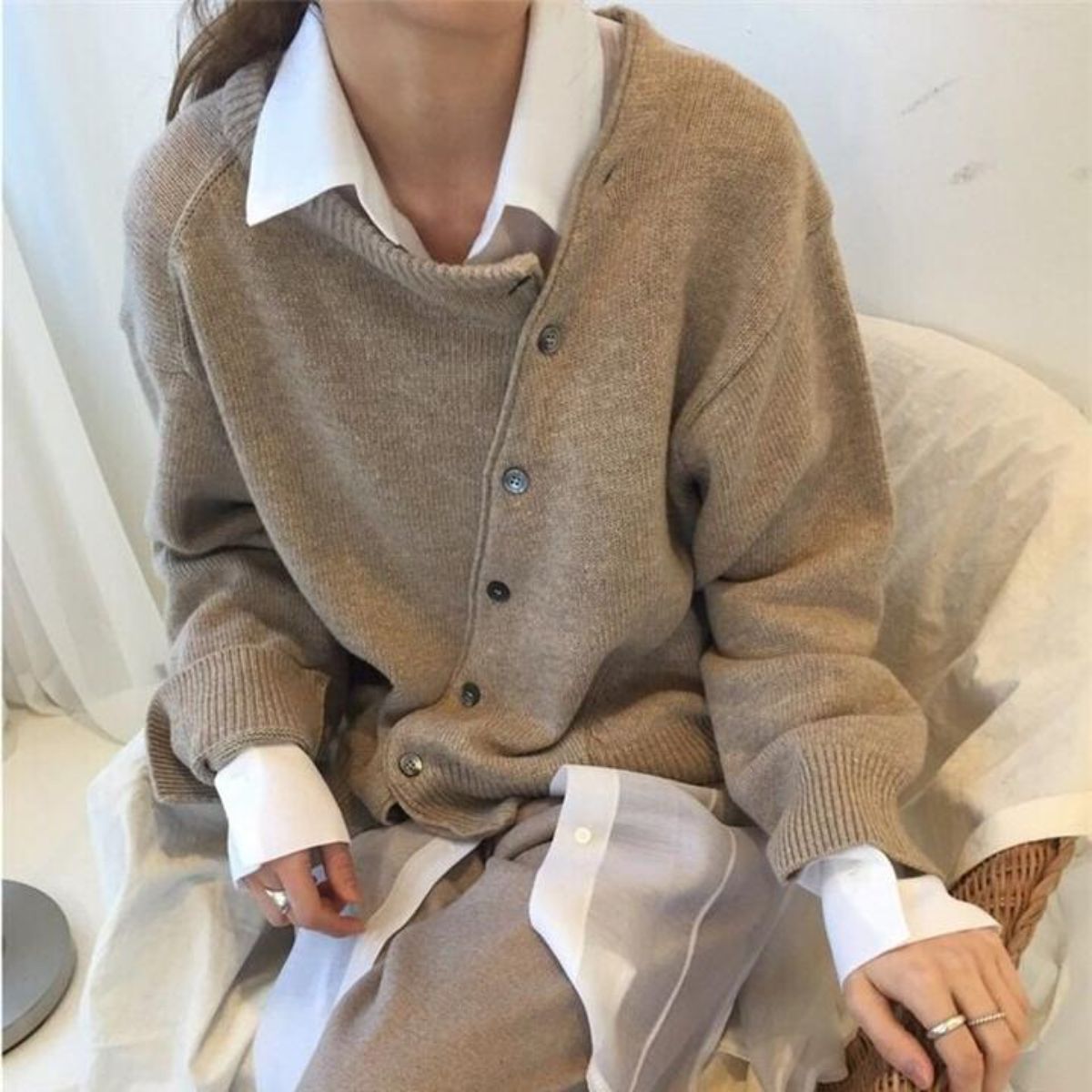 Damen Strickjacke Cardigan – Oversize Cardigan mit Knöpfen