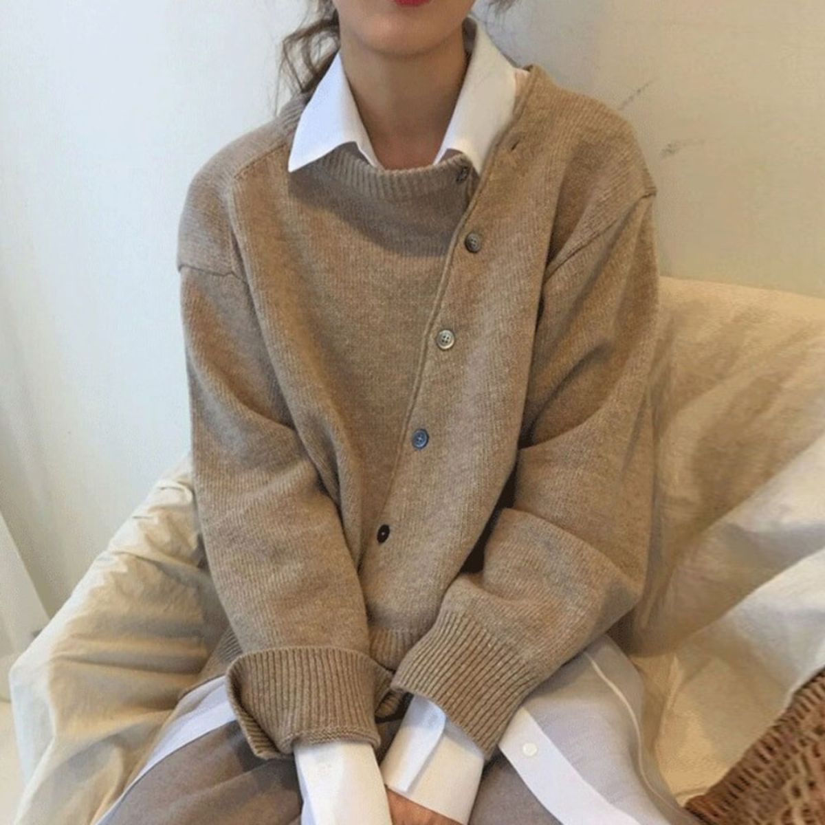 Damen Strickjacke Cardigan – Oversize Cardigan mit Knöpfen
