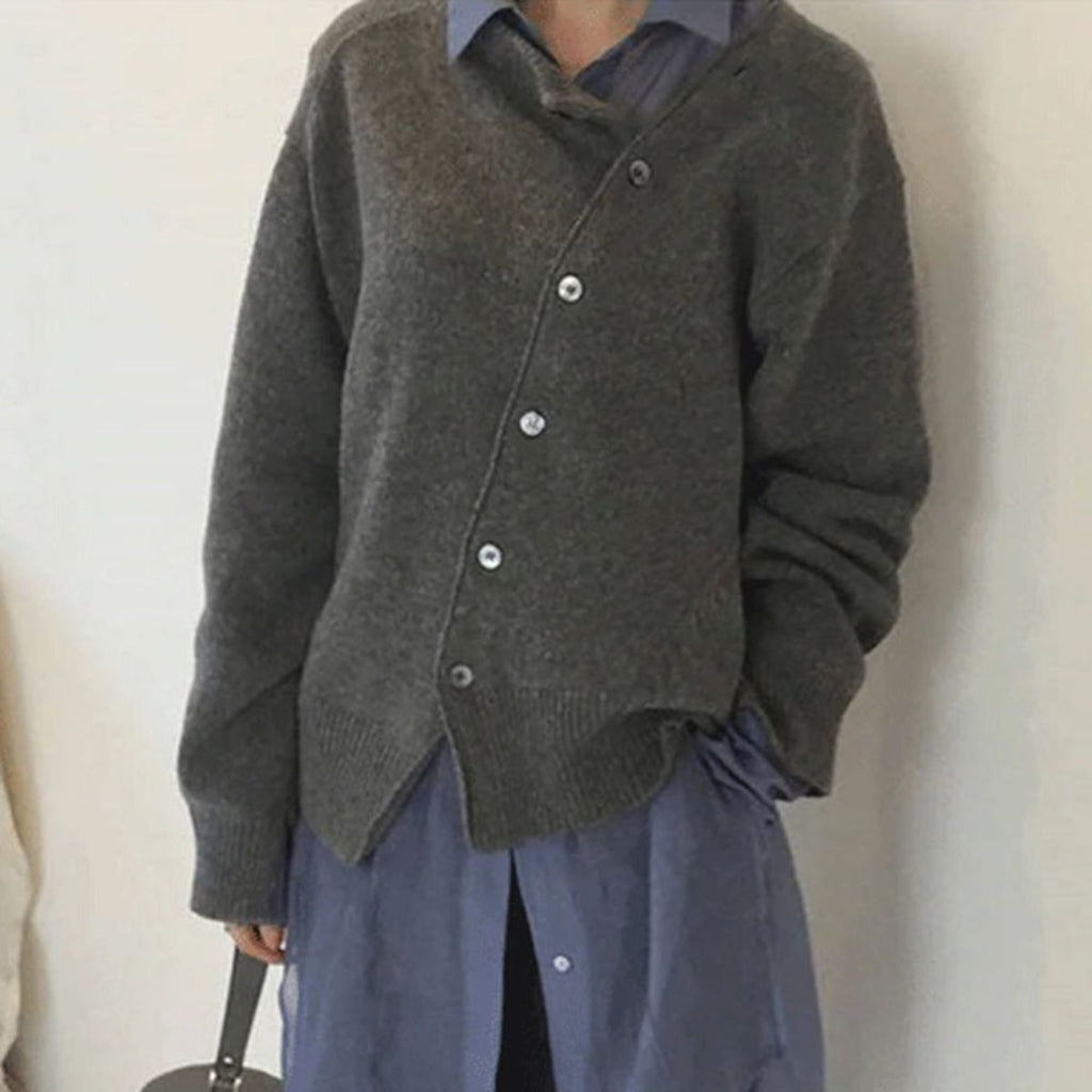 Damen Oversize Strickjacke mit Knöpfen