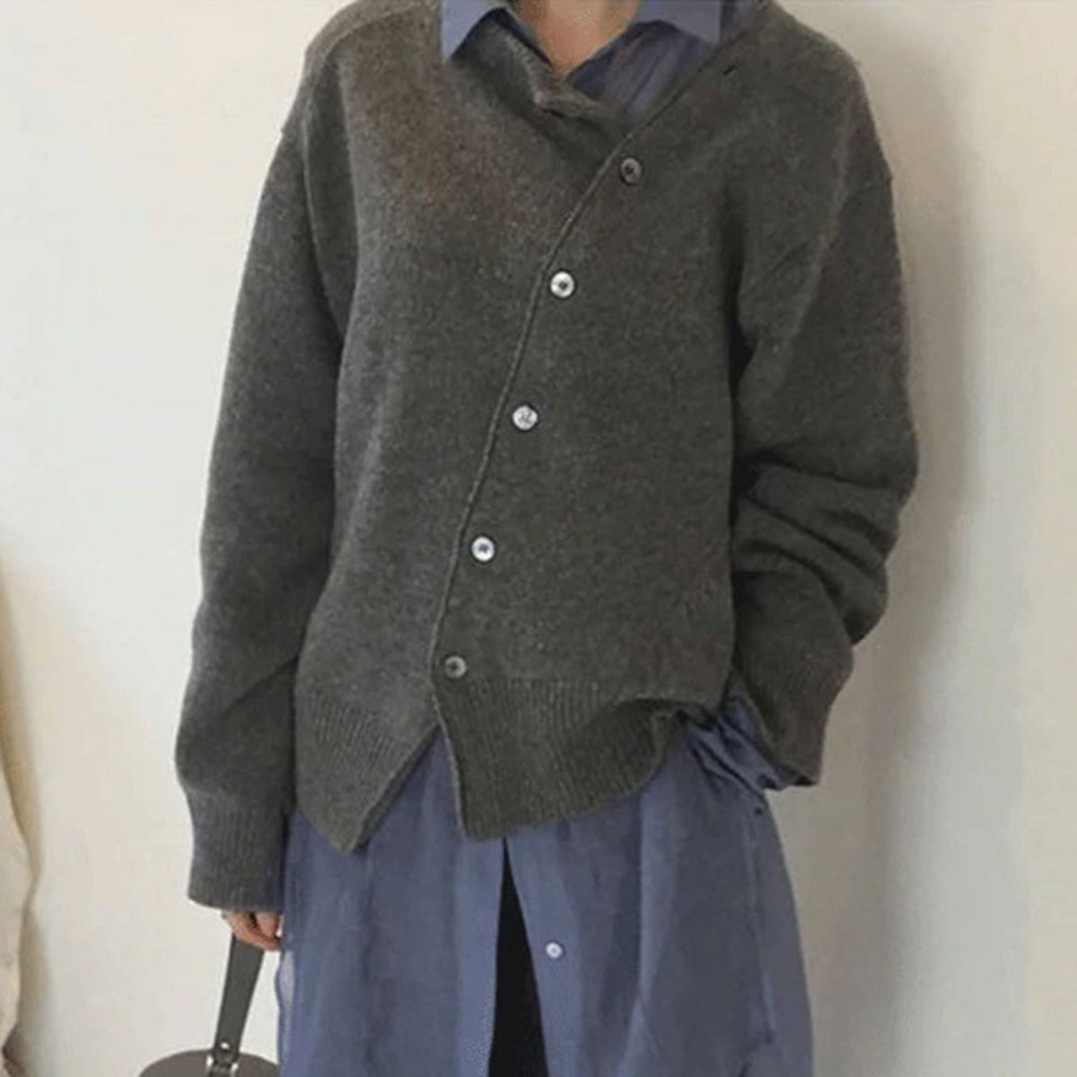 Damen Strickjacke Cardigan – Oversize Cardigan mit Knöpfen