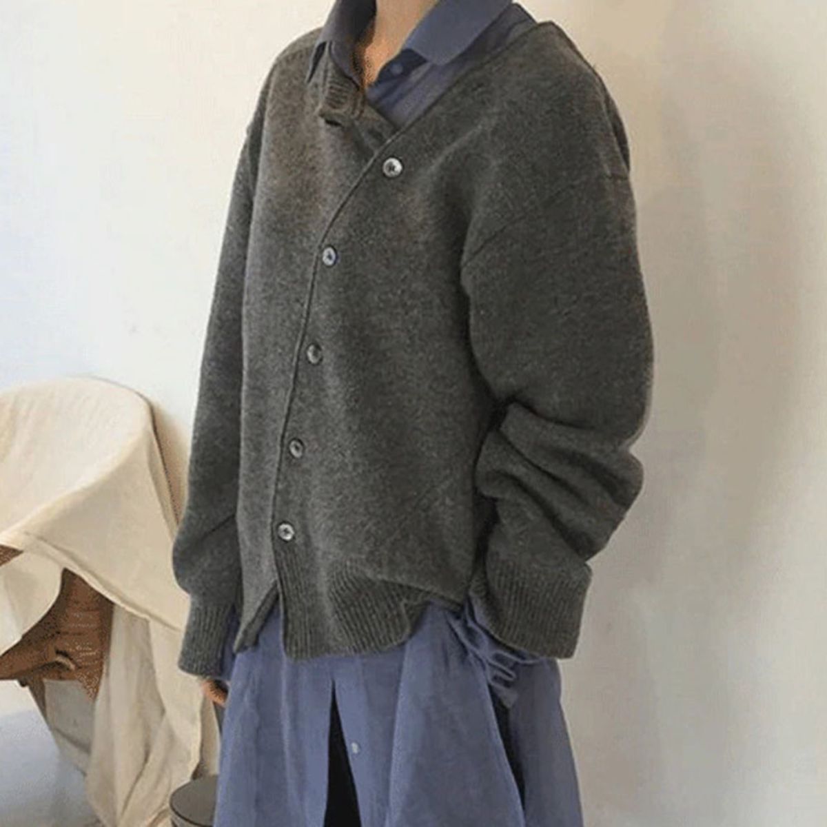 Damen Strickjacke Cardigan – Oversize Cardigan mit Knöpfen