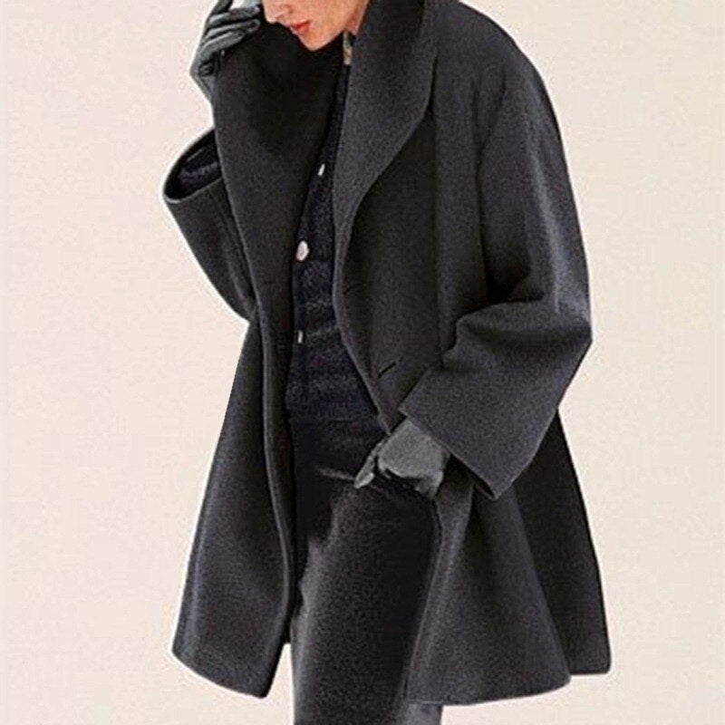 Damen Mantel mit breitem Kragen – Eleganter Wickelmantel