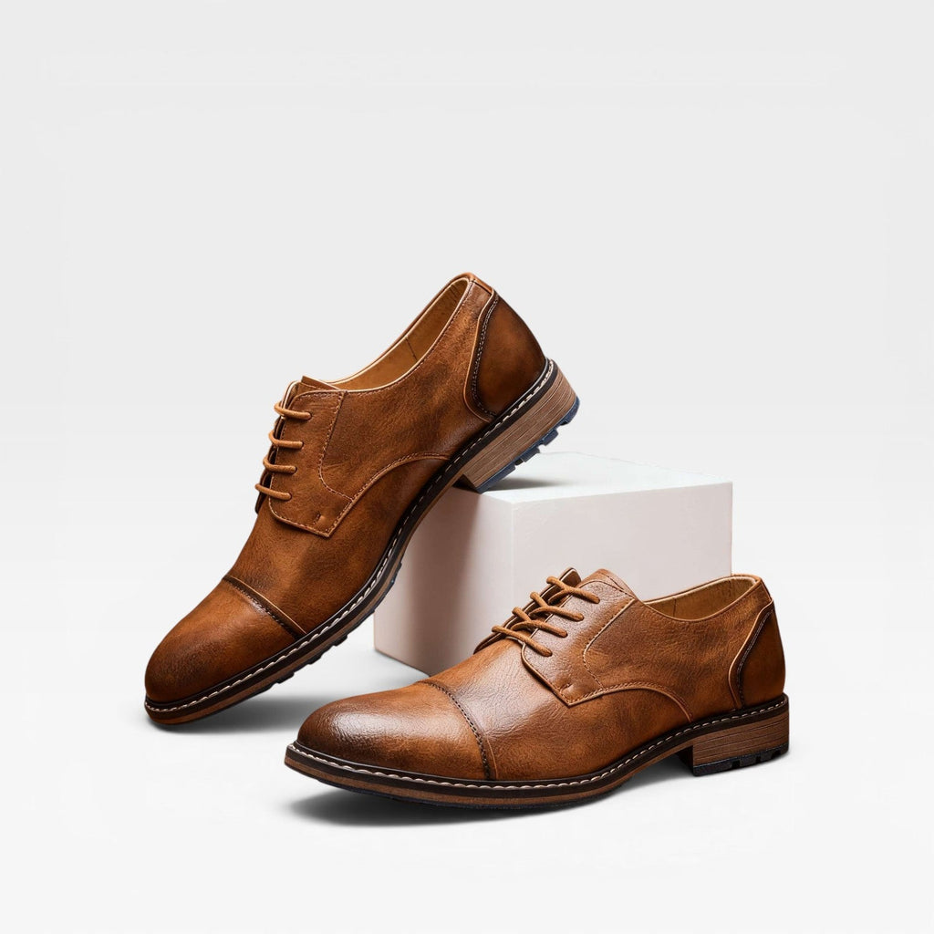 Herren Leder Derby Schuhe mit Kappe – Klassische Schnürschuhe für besondere Anlässe