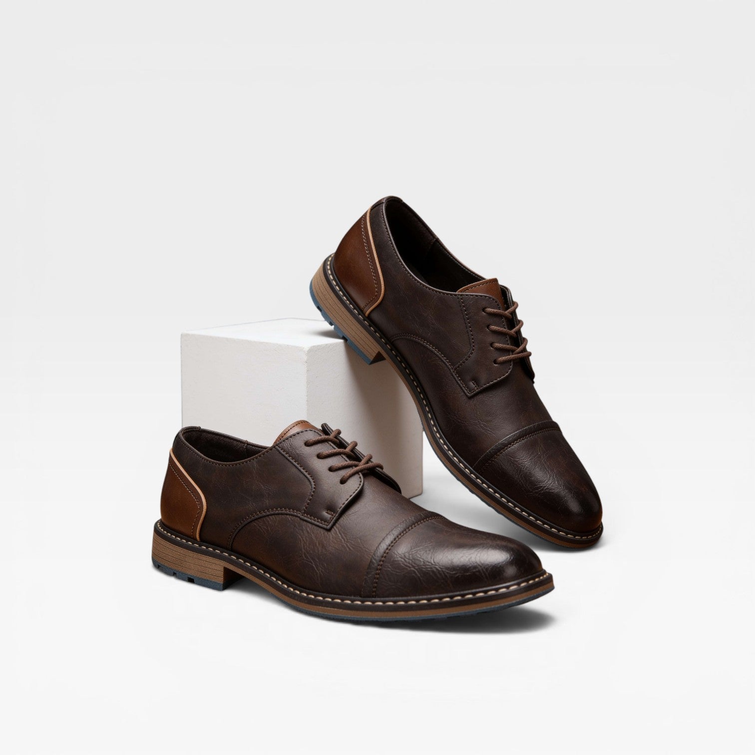 Herren Leder Derby Schuhe mit Kappe – Klassische Schnürschuhe für besondere Anlässe