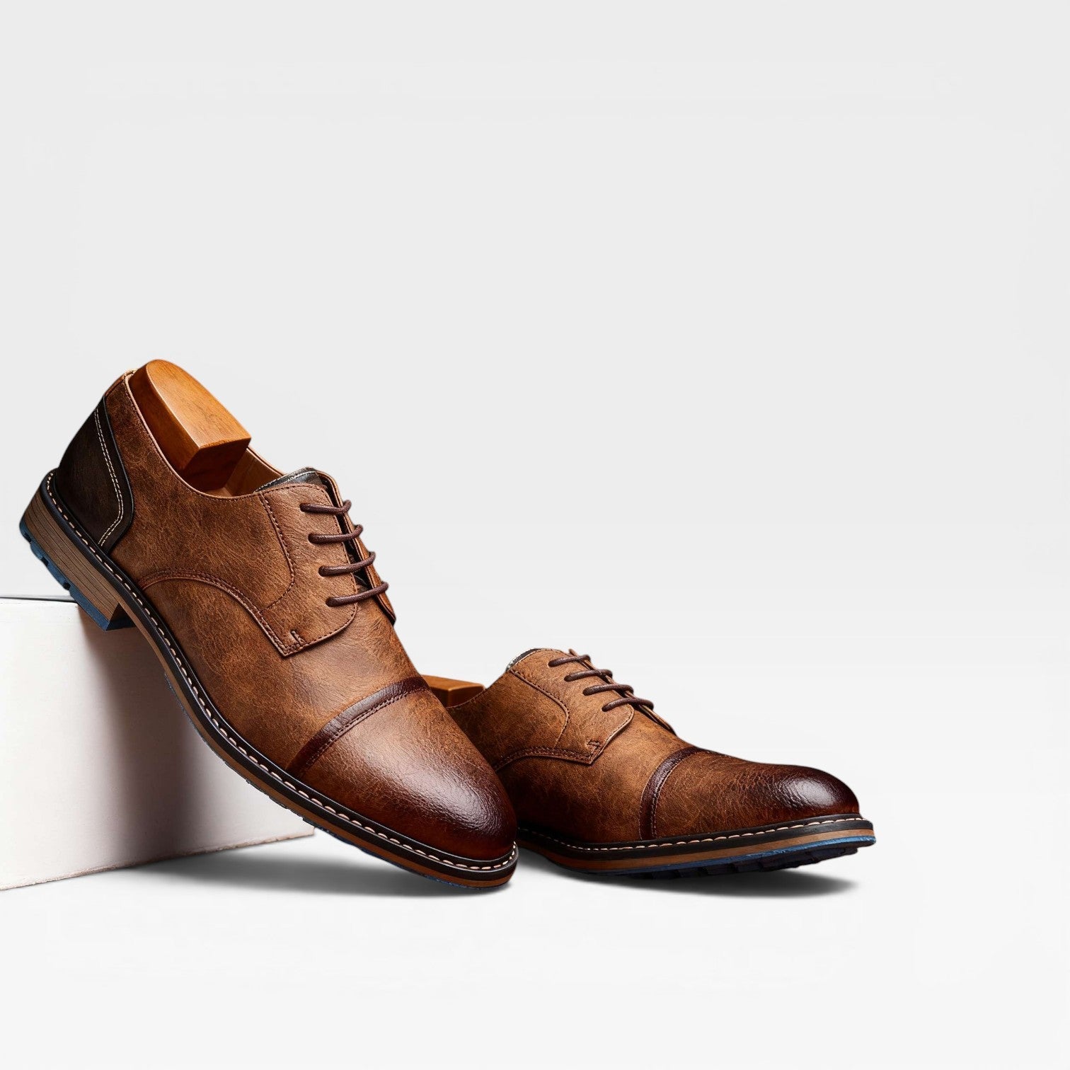 Herren Leder Derby Schuhe mit Kappe – Klassische Schnürschuhe für besondere Anlässe
