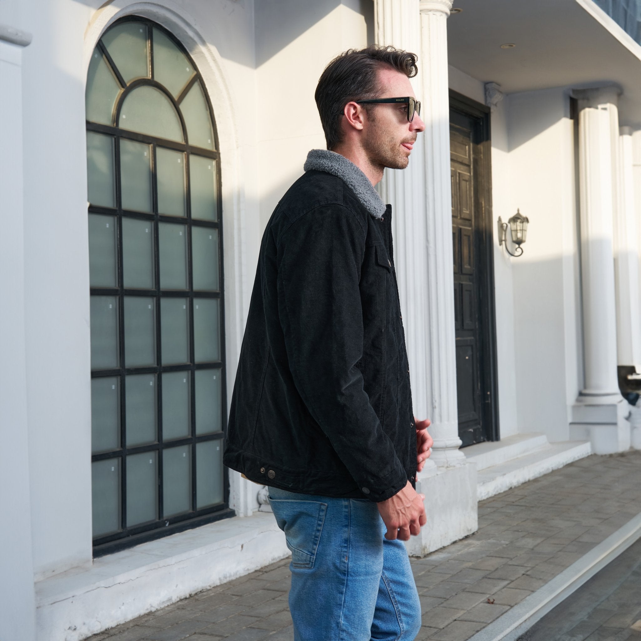 Herren Cordjacke gefüttert – Vintage Jacke mit Stehkragen