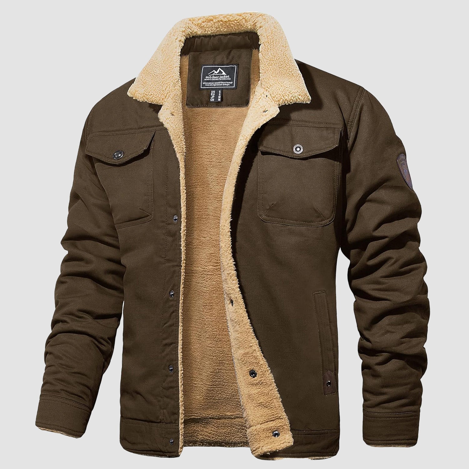 Herren Jeansjacke gefüttert – Trucker-Jacke mit Kontrastkragen
