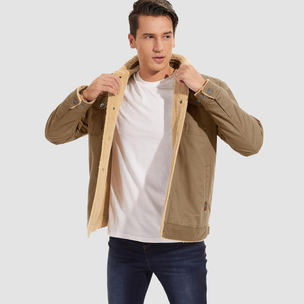 Herren Jeansjacke gefüttert – Trucker-Jacke mit Kontrastkragen
