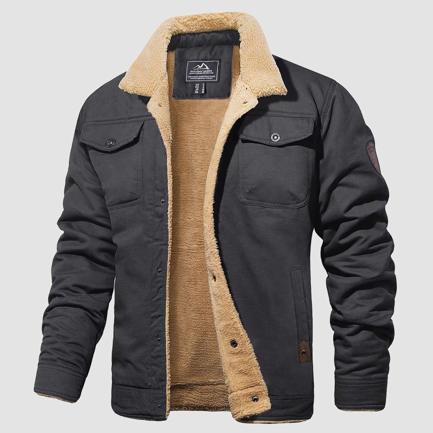 Herren Jeansjacke gefüttert – Trucker-Jacke mit Kontrastkragen