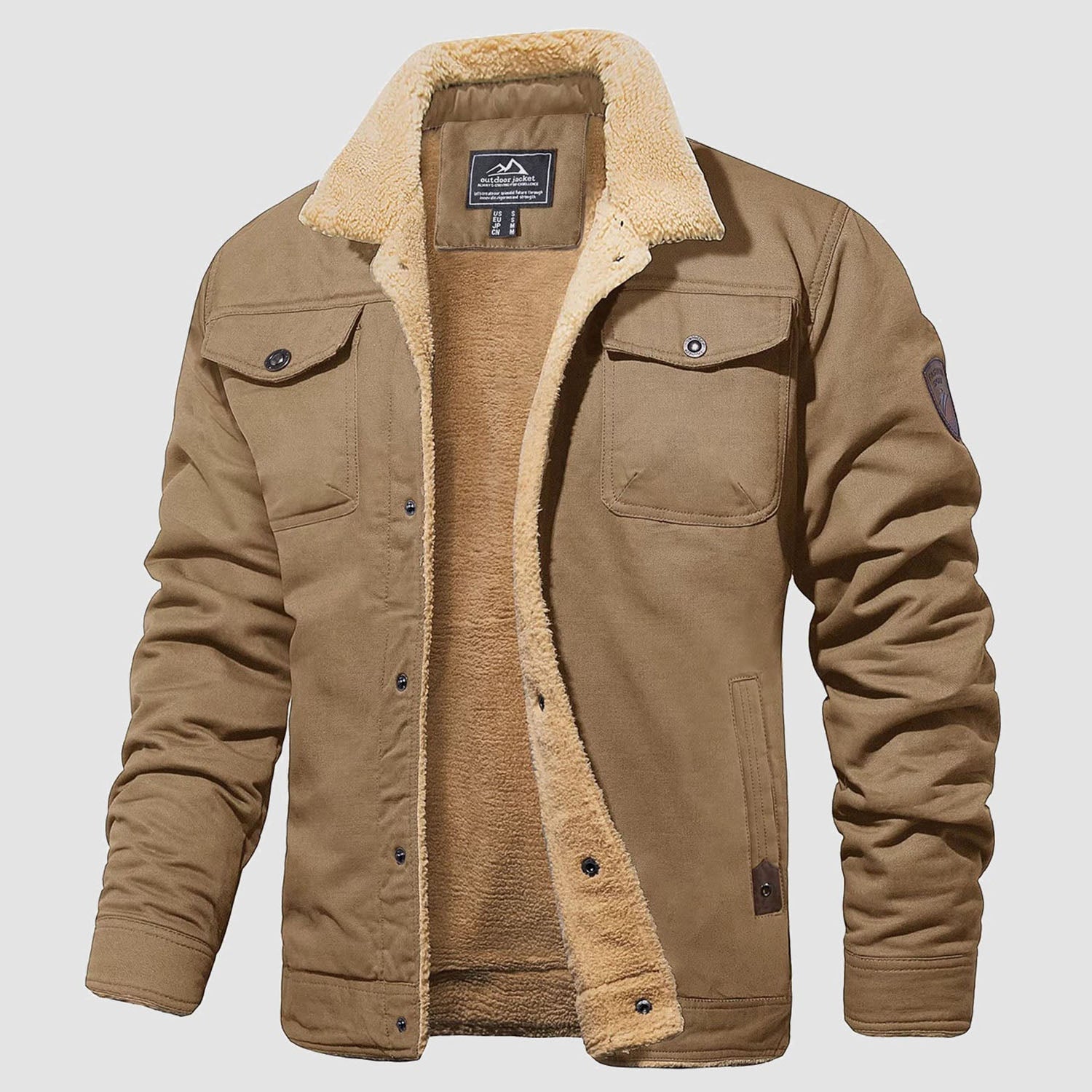Herren Jeansjacke gefüttert – Trucker-Jacke mit Kontrastkragen