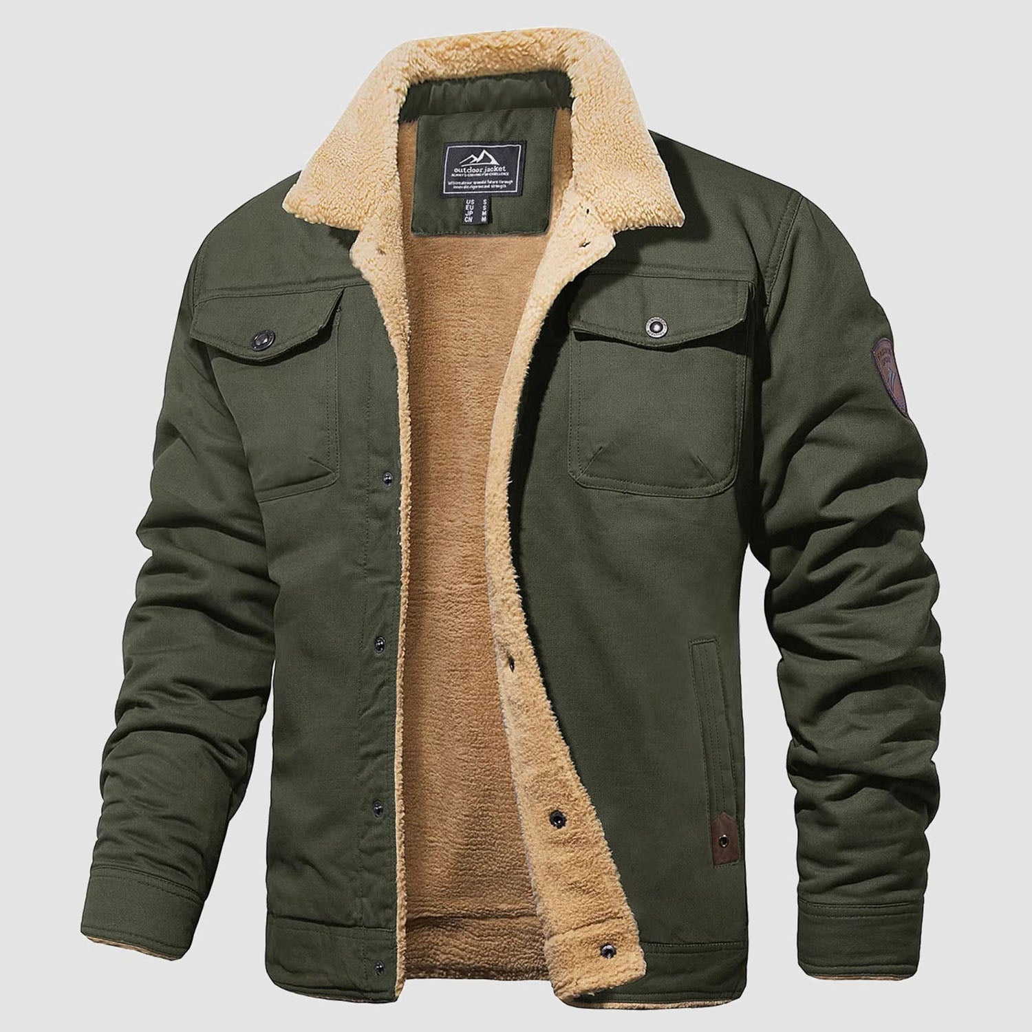 Herren Jeansjacke gefüttert – Trucker-Jacke mit Kontrastkragen