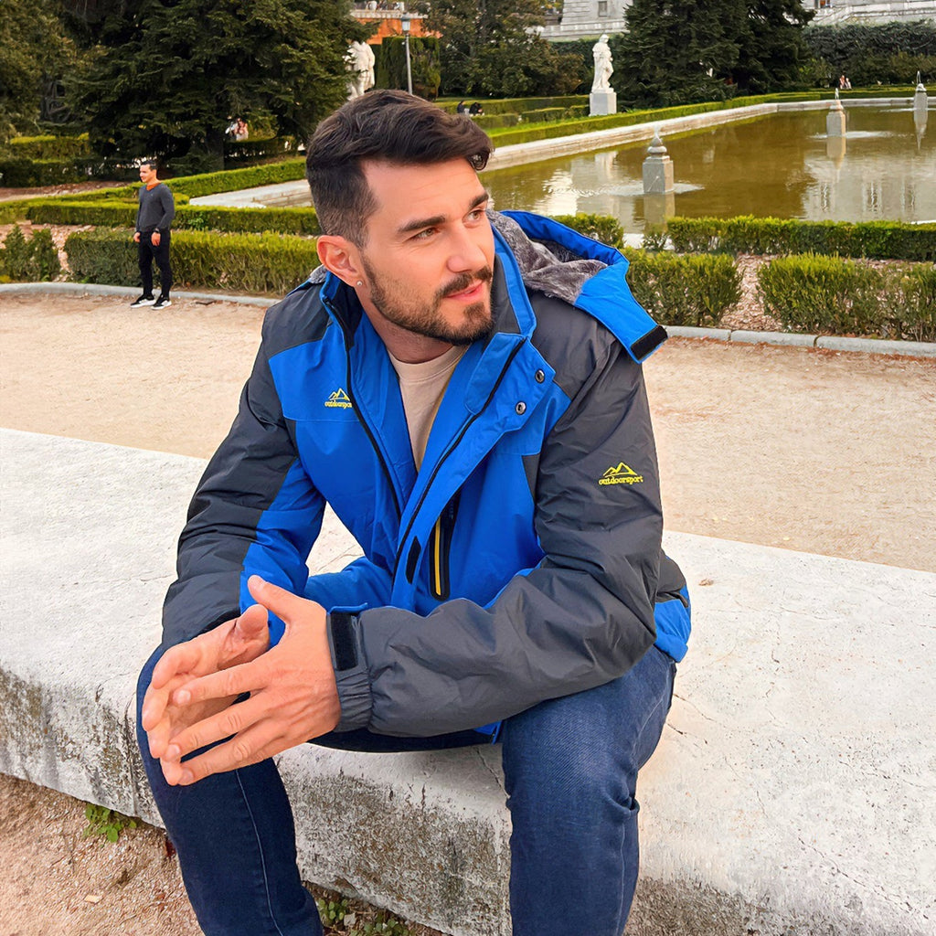 Herren Winterjacke winddicht – Skijacke mit Wärmefutter und Kapuze