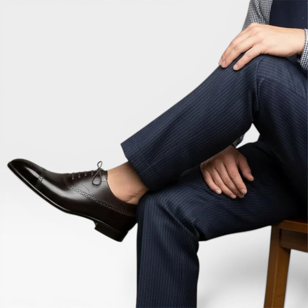 Herren Brogue Oxford Schuhe – Klassische Leder Schnürschuhe mit Kappenzehe