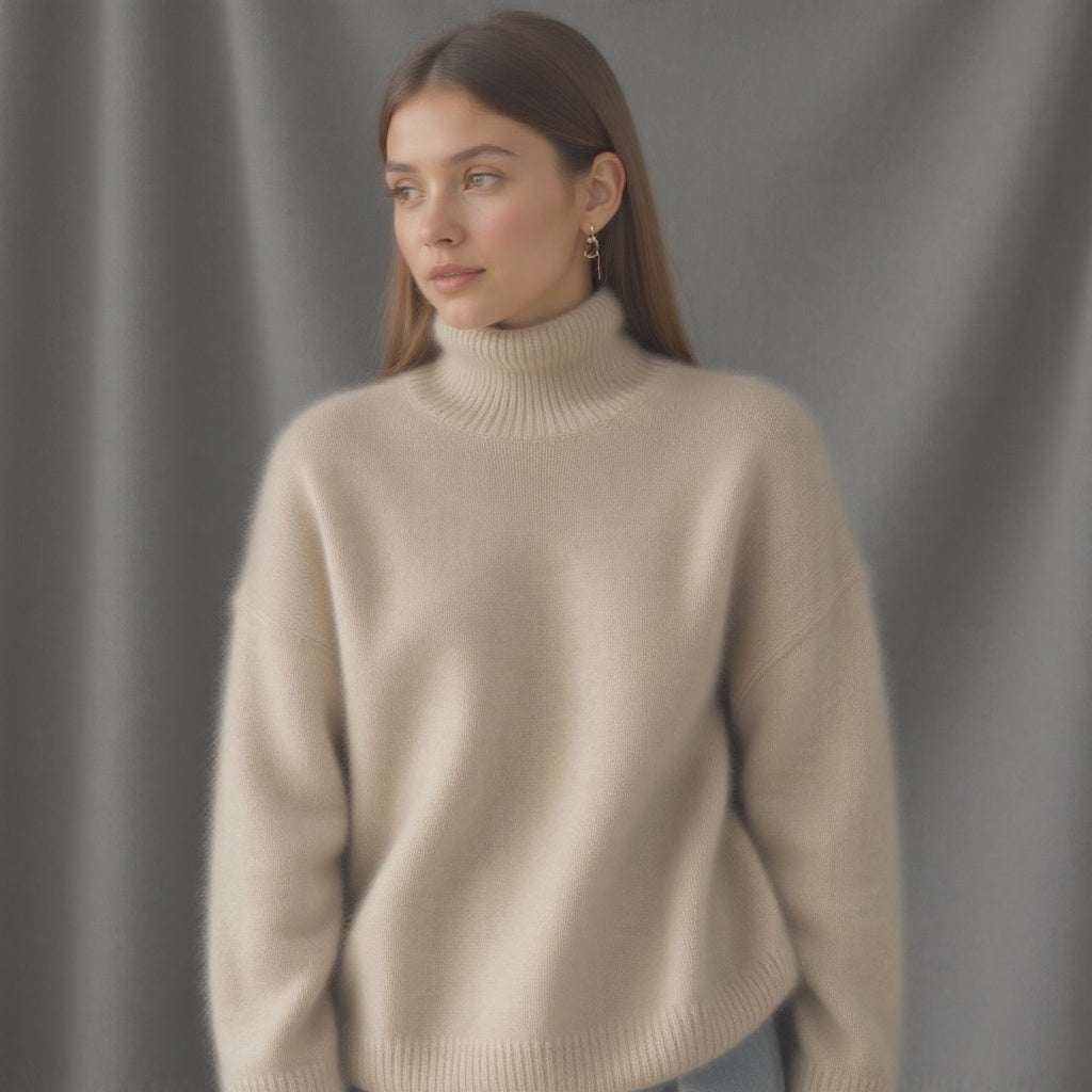 Damen Rollkragenpullover Oversize – Wollpullover