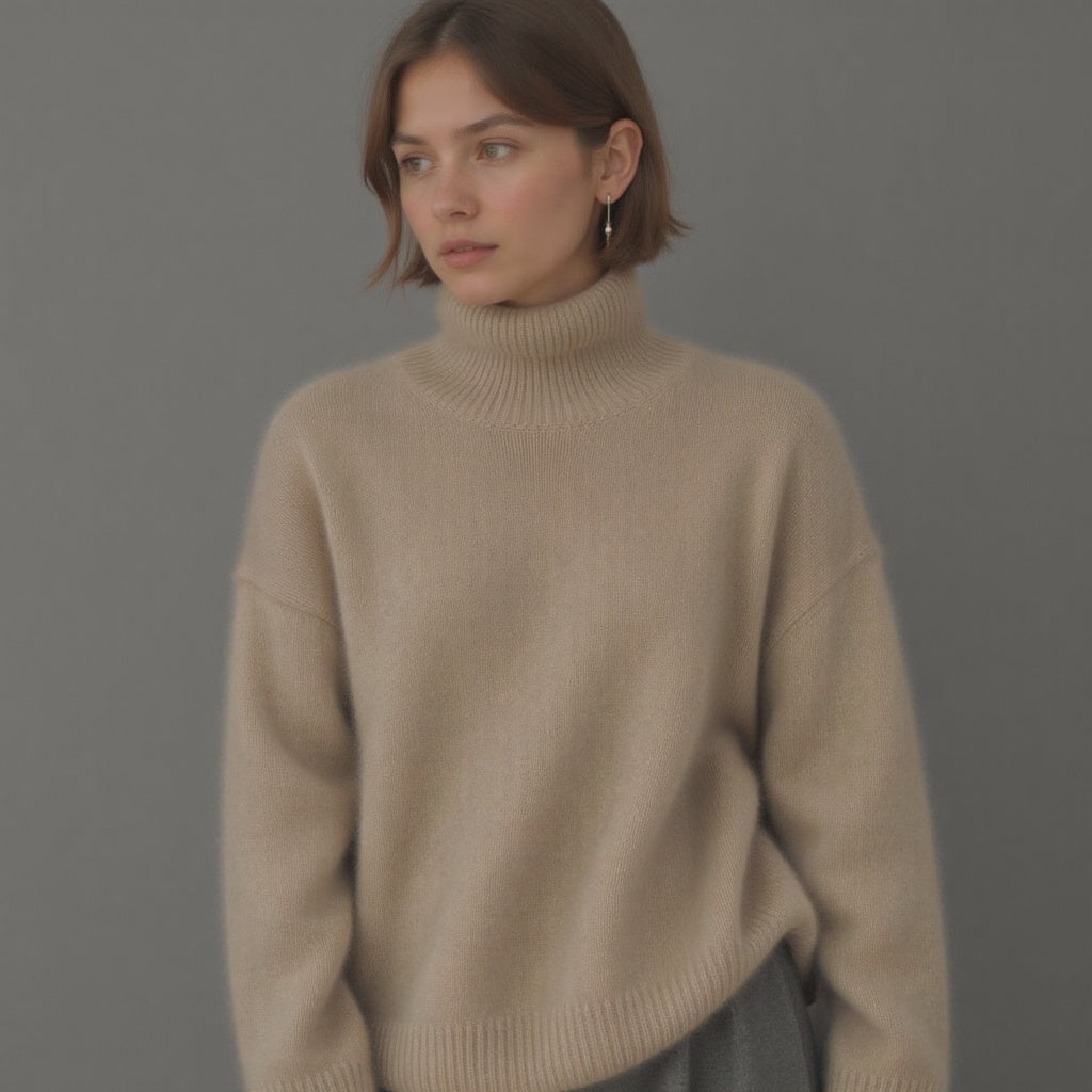 Damen Rollkragenpullover Oversize – Wollpullover