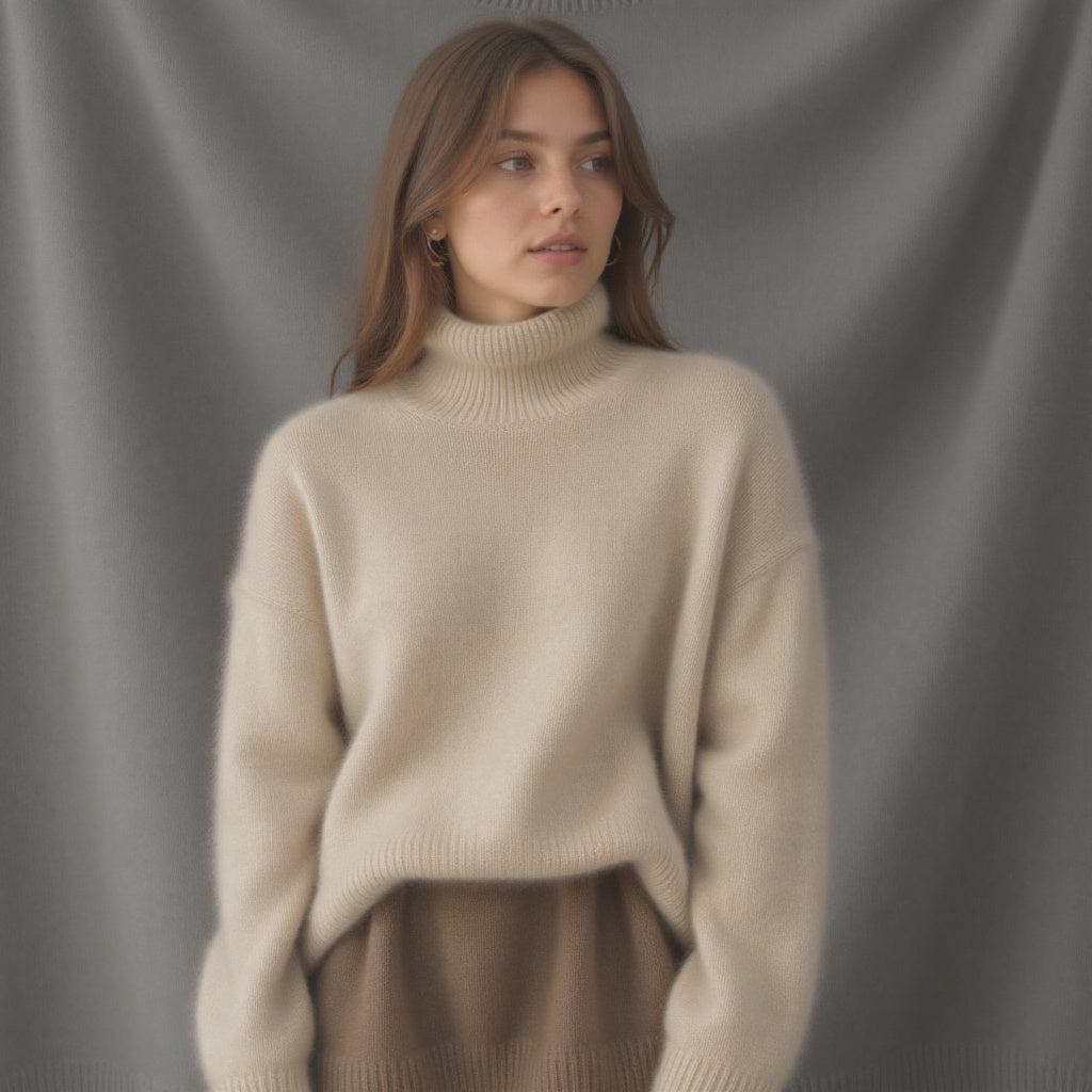 Damen Rollkragenpullover Oversize – Wollpullover