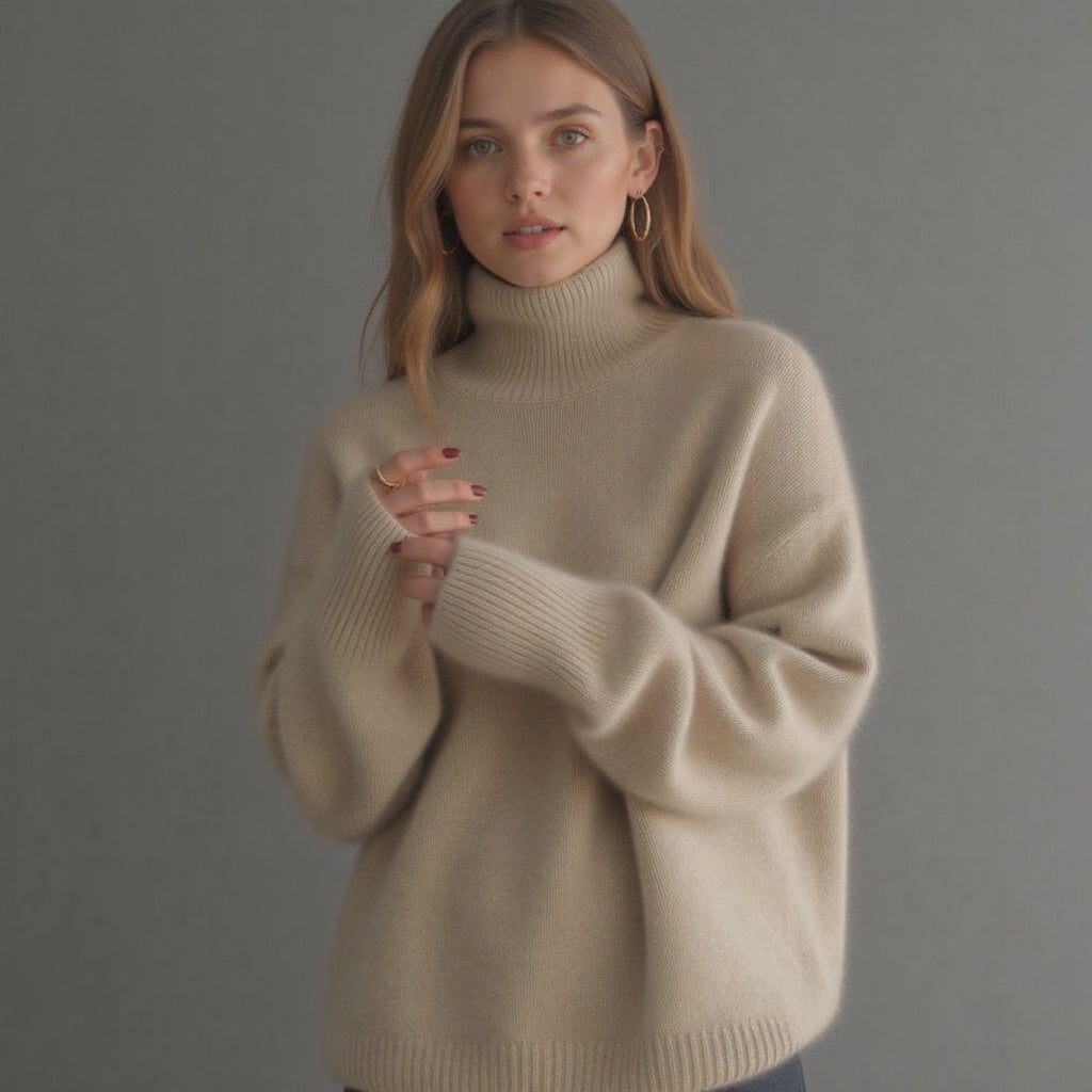Damen Rollkragenpullover Oversize – Wollpullover