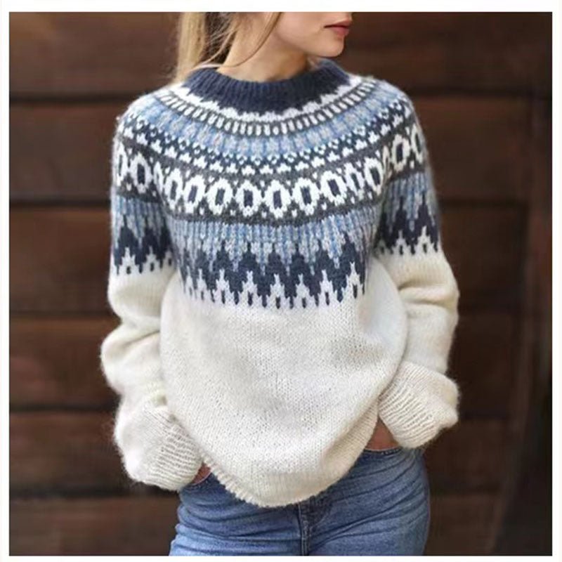 Damen Gemütlicher Strickpullover mit Fair-Isle-Muster