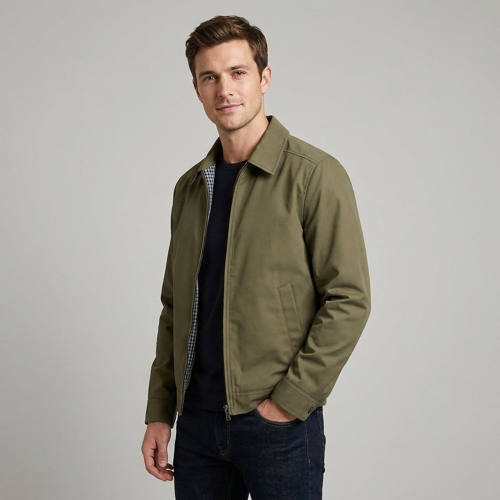 Herren Lässiger Blouson mit Karofutter