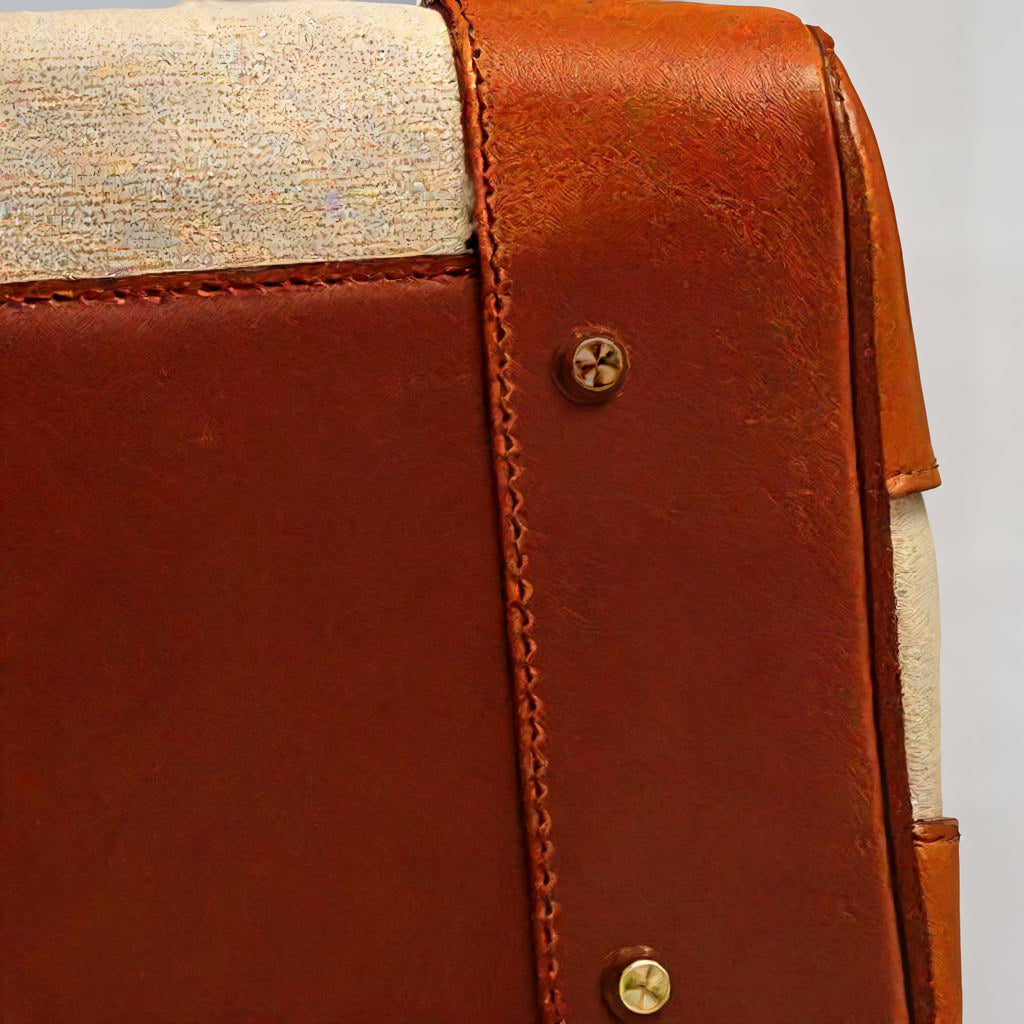 Damen Reisetasche aus Leder und Canvas mit Goldbeschlägen