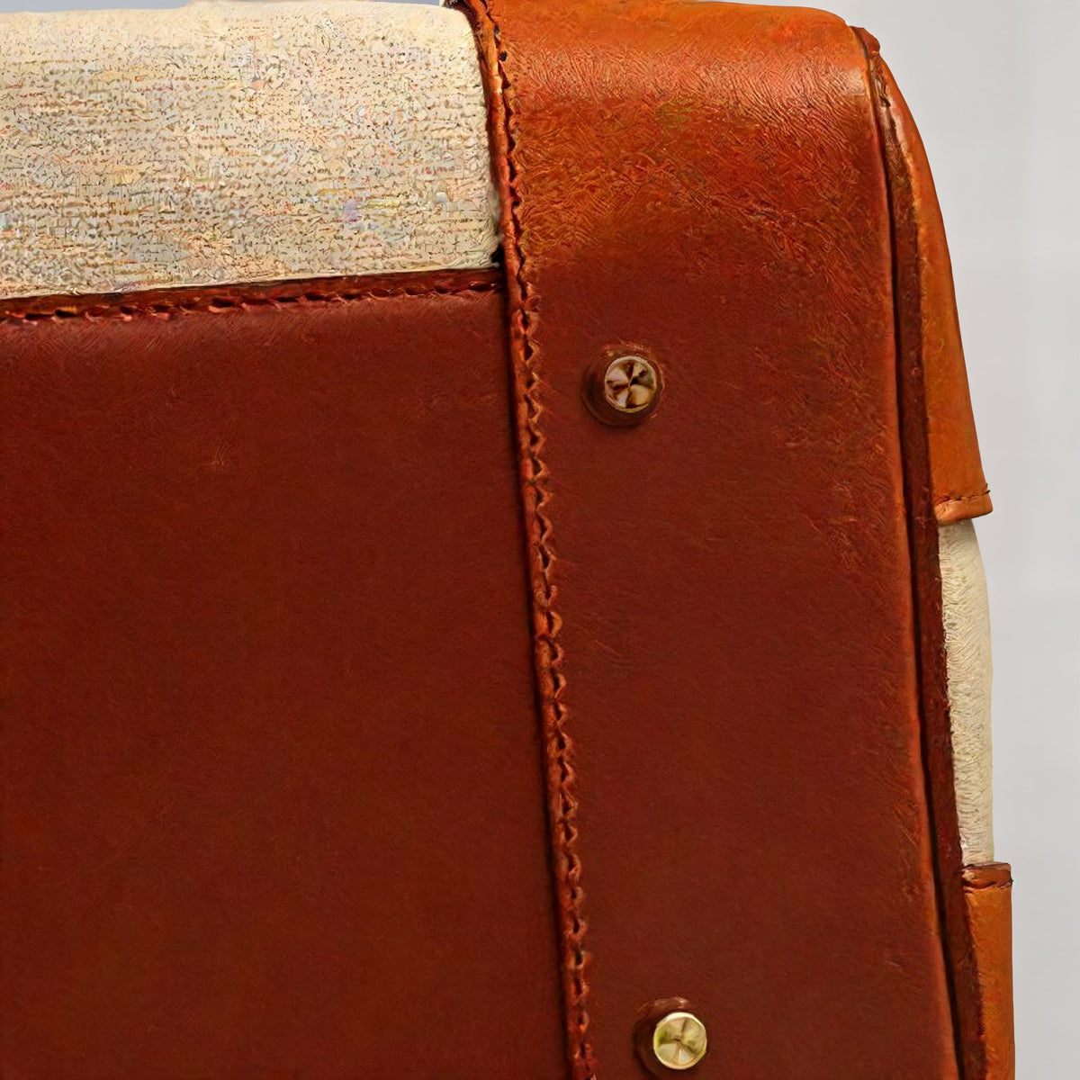 Damen Reisetasche aus Leder und Canvas mit Goldbeschlägen