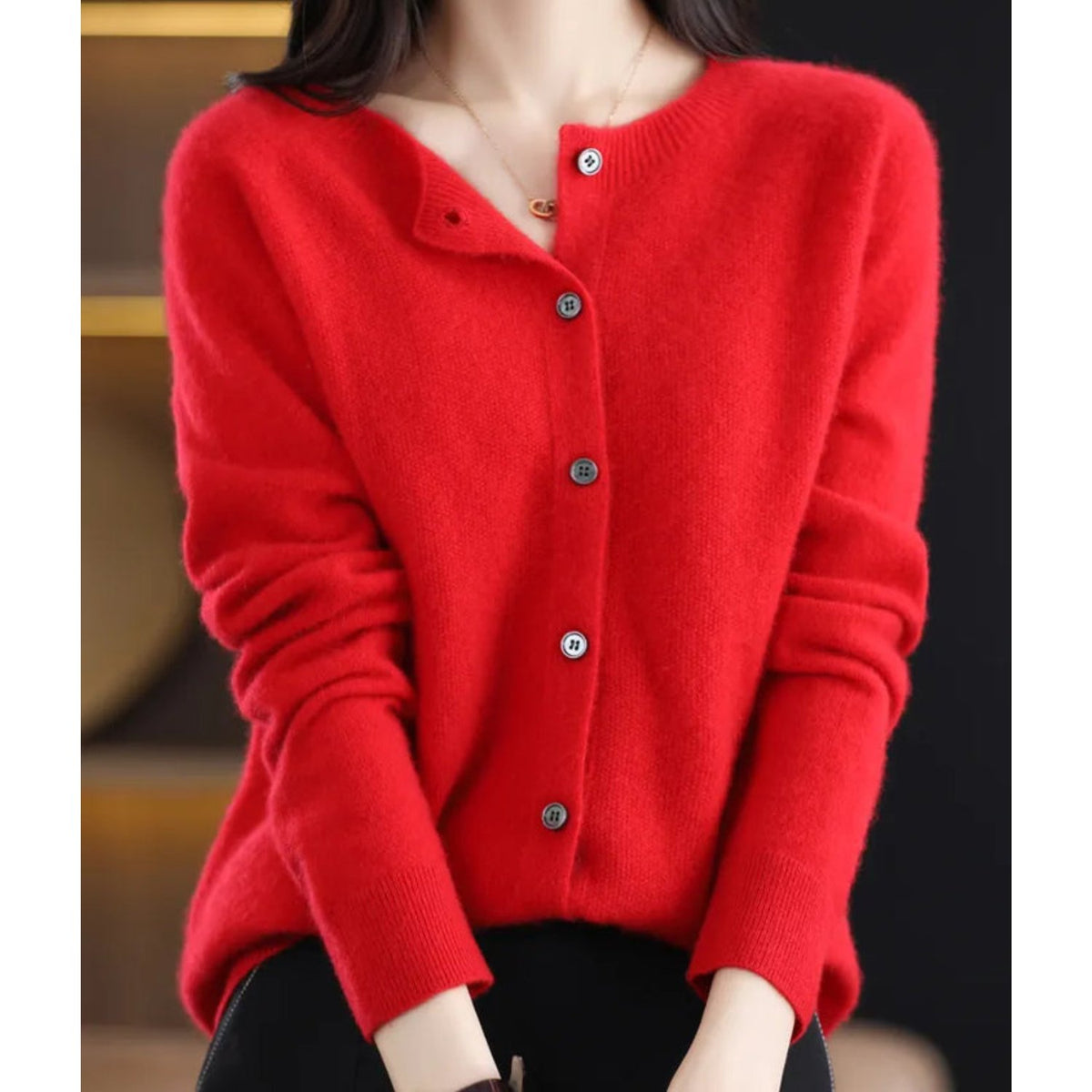 Damen Eleganter Cardigan aus Merinowolle und Kaschmir