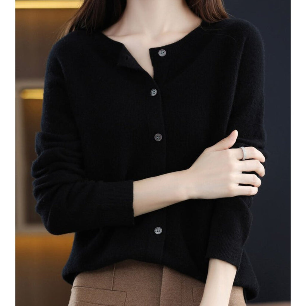 Damen Eleganter Cardigan aus Merinowolle und Kaschmir