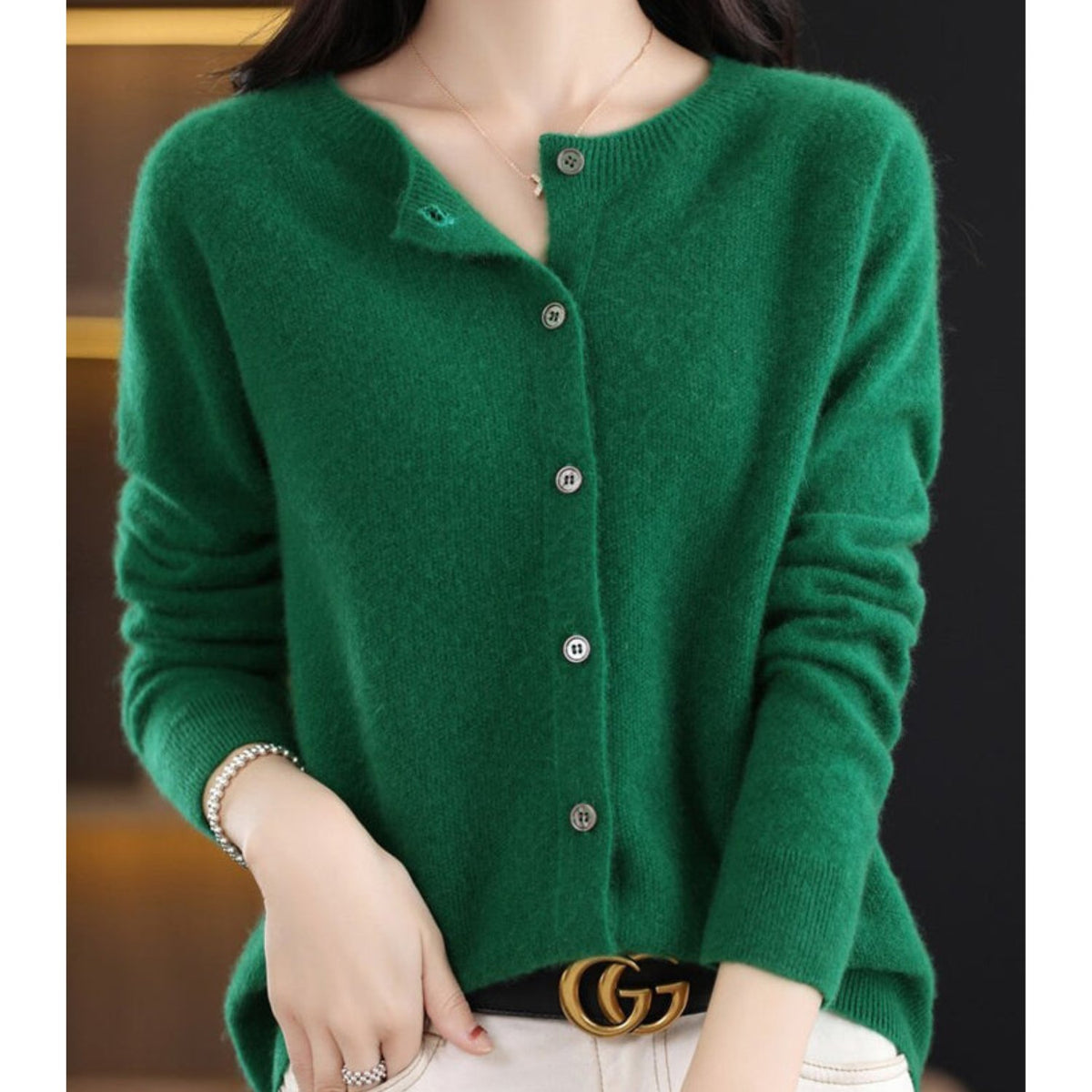 Damen Eleganter Cardigan aus Merinowolle und Kaschmir