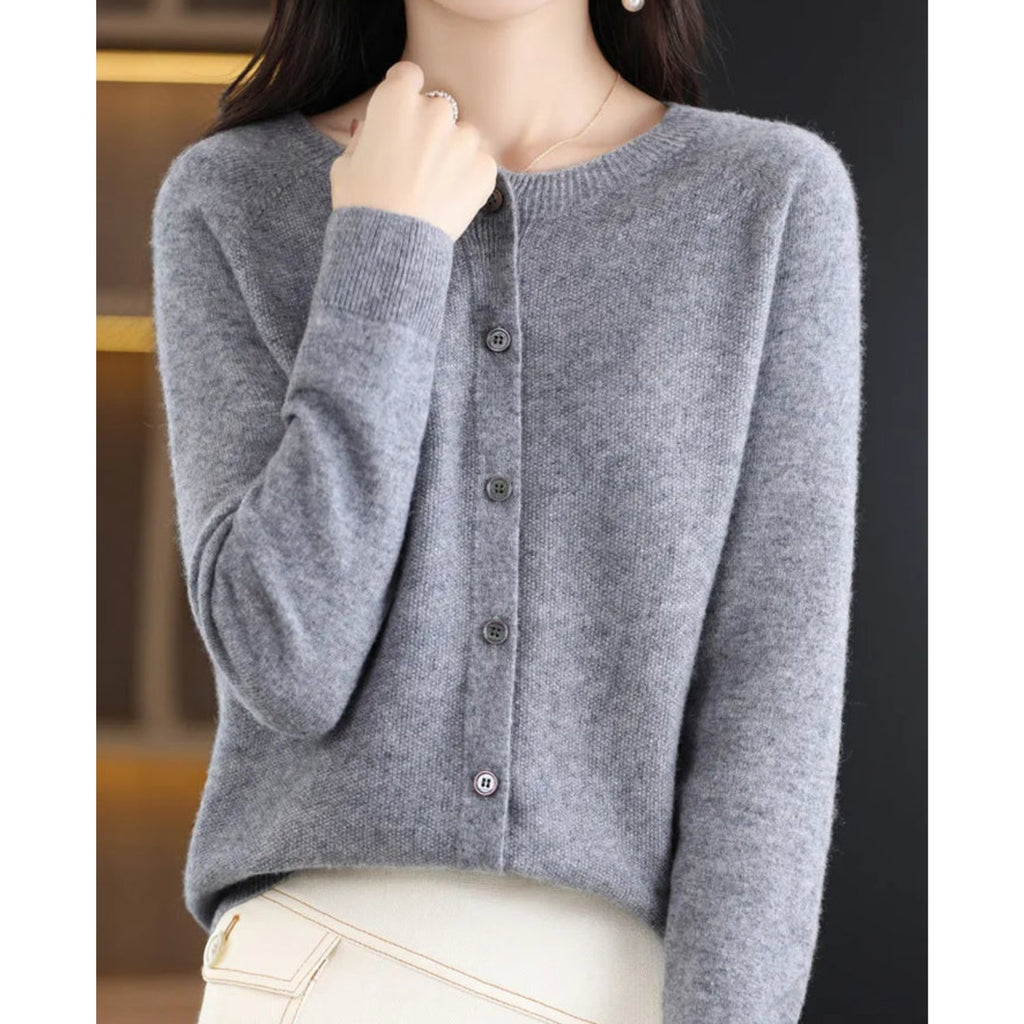 Damen Eleganter Cardigan aus Merinowolle und Kaschmir