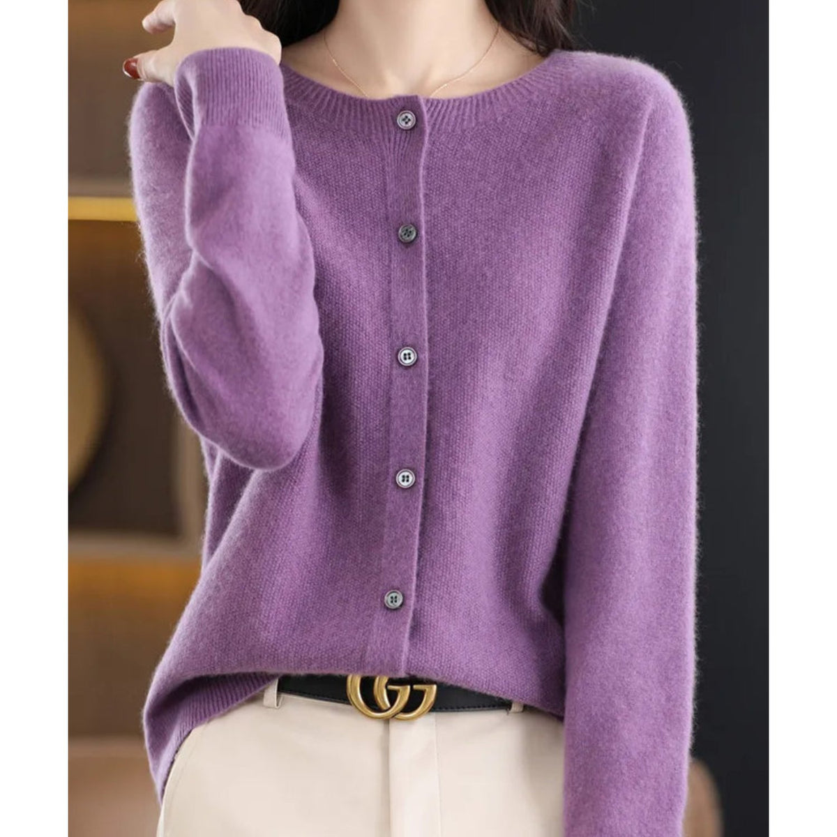 Damen Eleganter Cardigan aus Merinowolle und Kaschmir