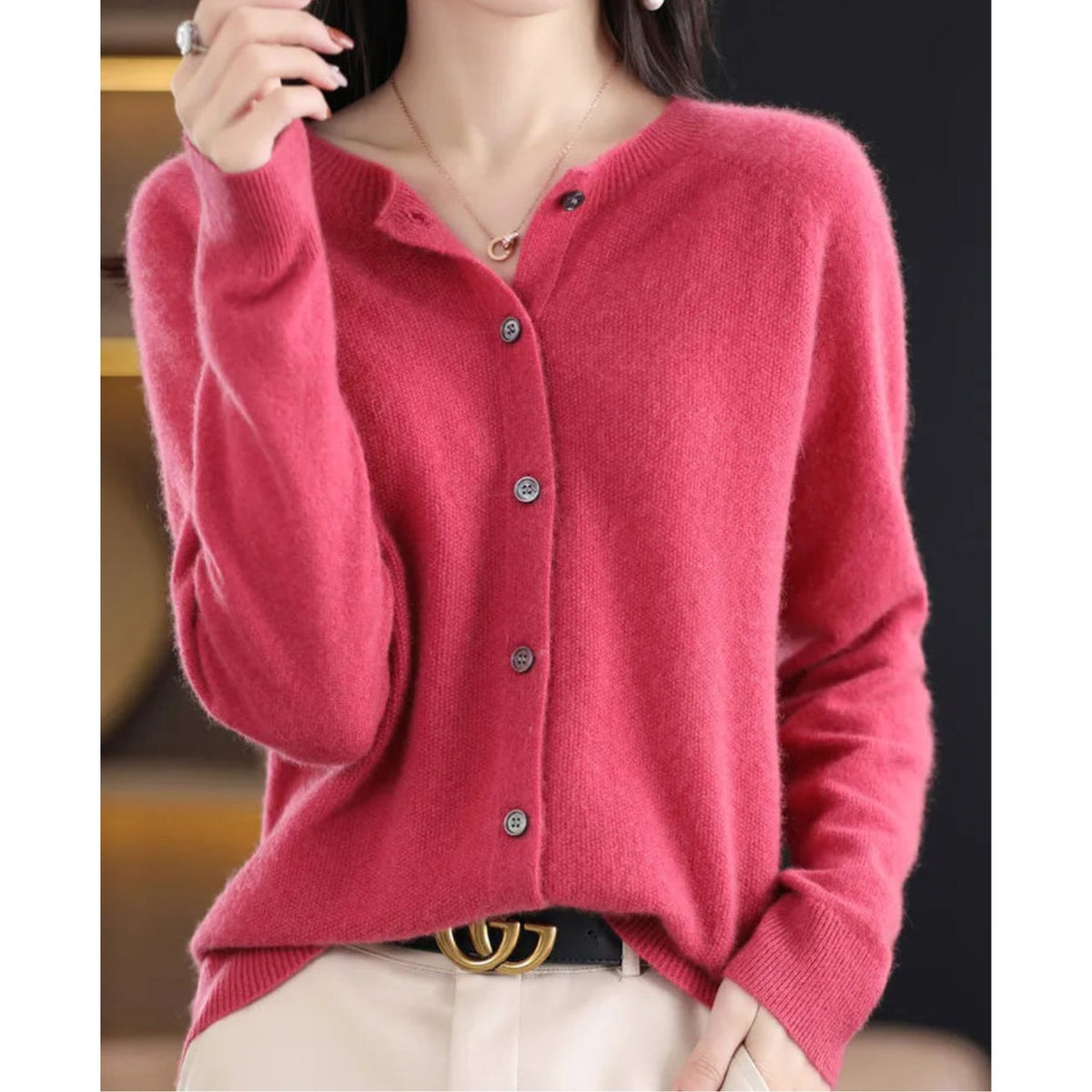 Damen Eleganter Cardigan aus Merinowolle und Kaschmir