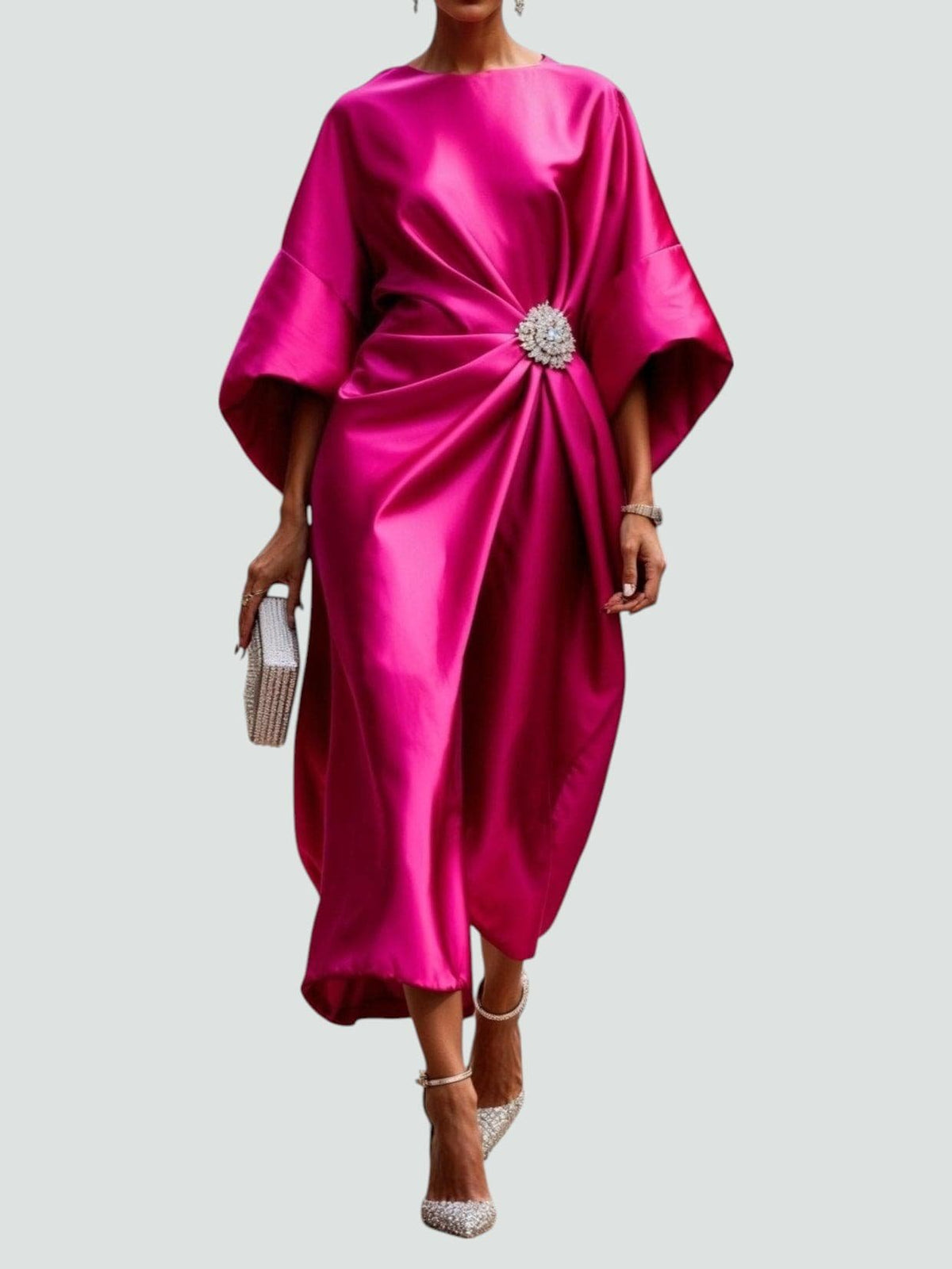 Damen Elegantes Abendkleid mit Broschendetail