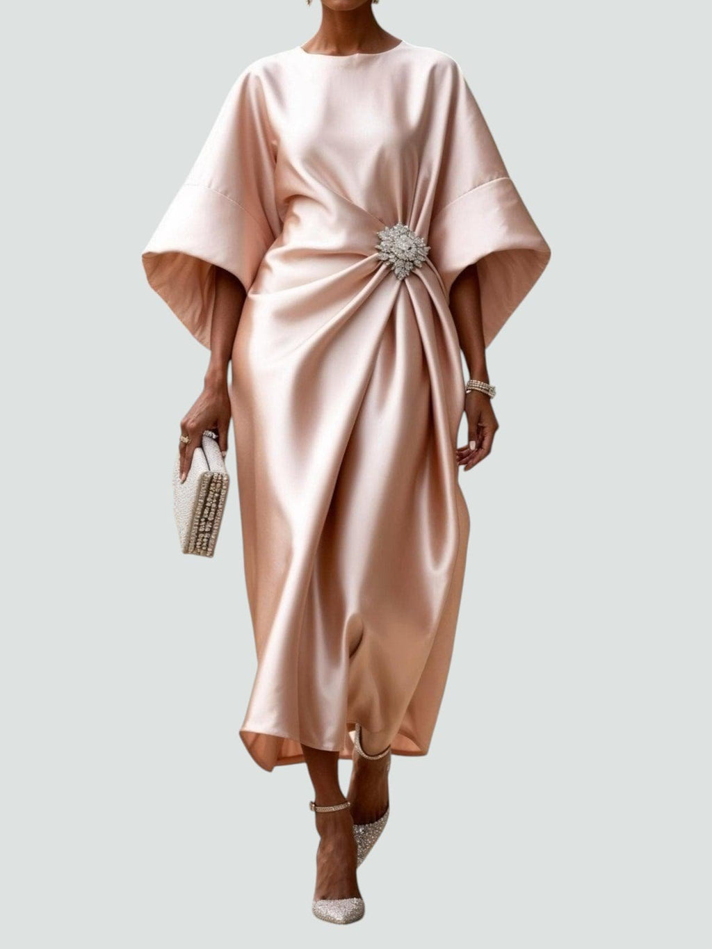 Damen Elegantes Abendkleid mit Broschendetail