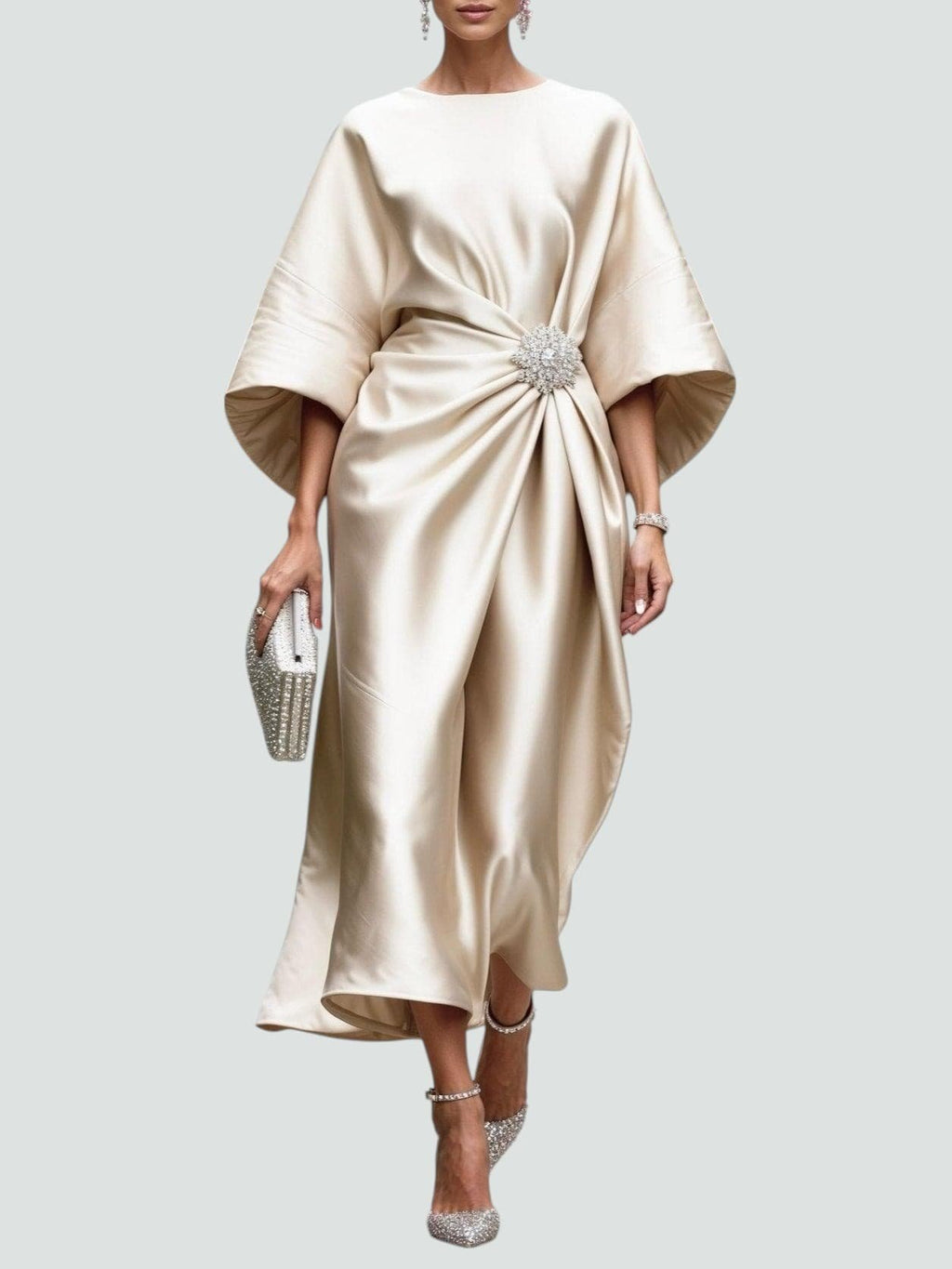 Damen Elegantes Abendkleid mit Broschendetail