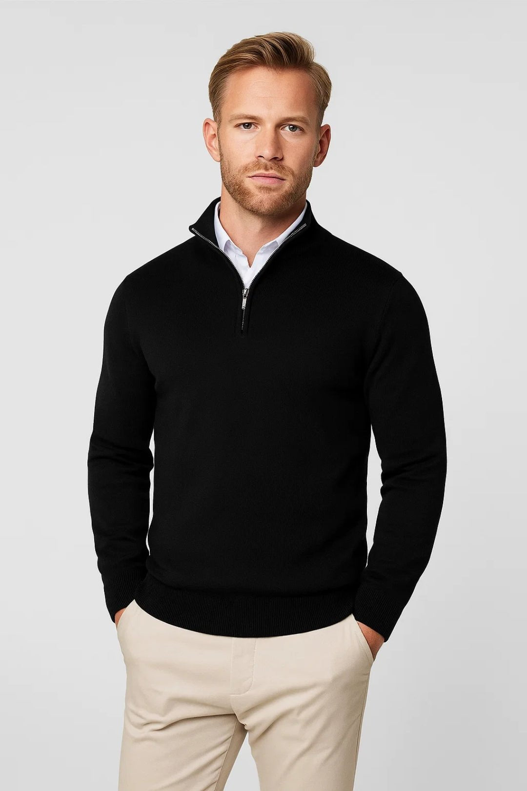 Herren Zip Pullover mit Stehkragen