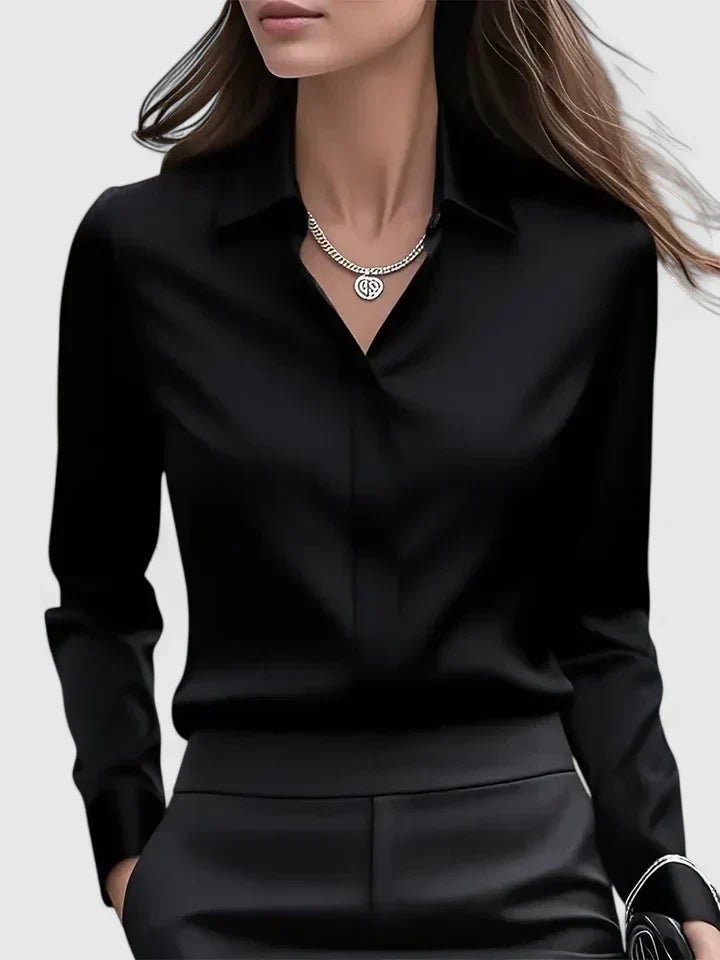 Damen Elegante Satinbluse mit Kragen