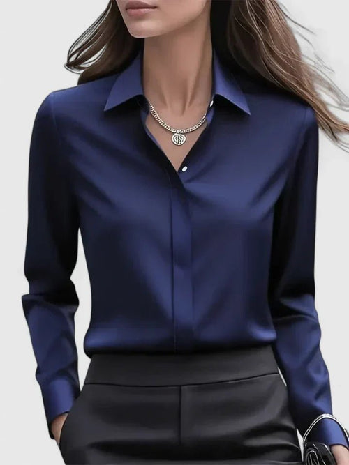 Damen Elegante Satinbluse mit Kragen