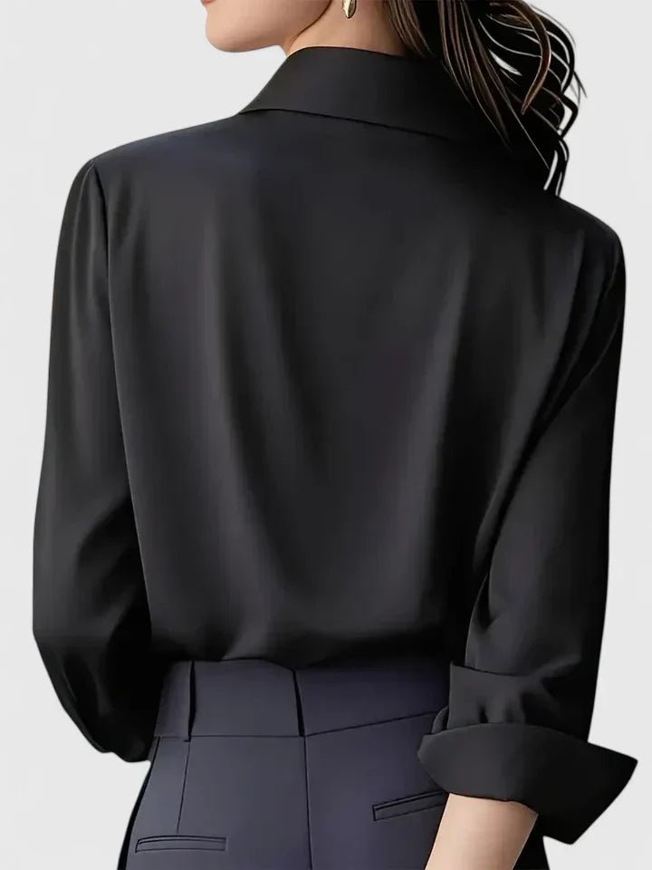 Damen Elegante Satinbluse mit Kragen