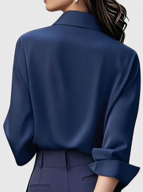 Damen Elegante Satinbluse mit Kragen