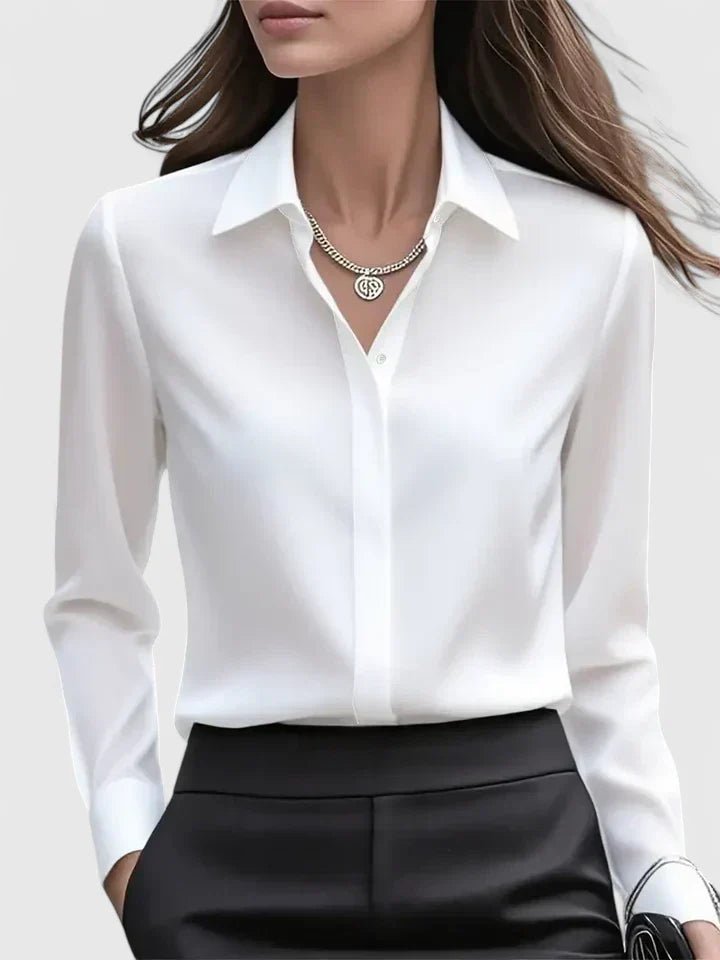 Damen Elegante Satinbluse mit Kragen