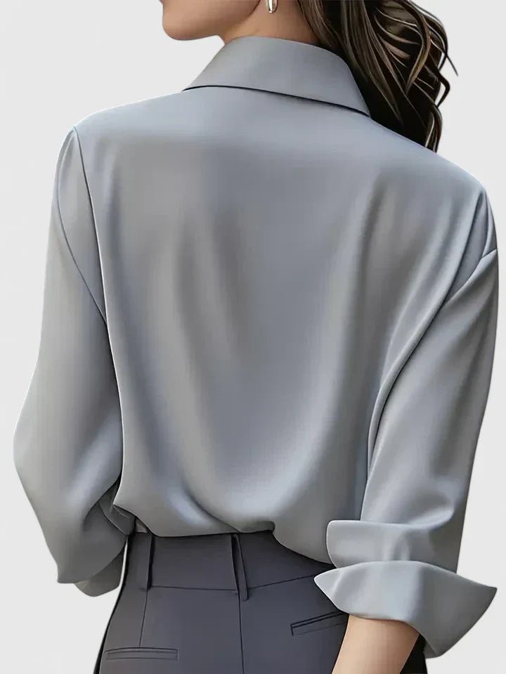 Damen Elegante Satinbluse mit Kragen
