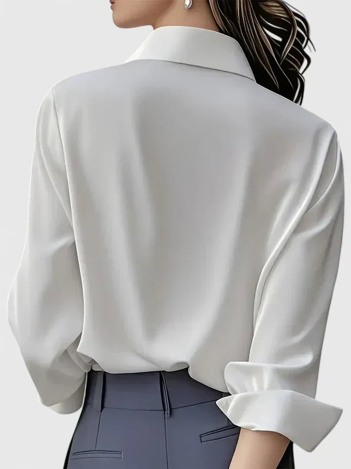 Damen Elegante Satinbluse mit Kragen
