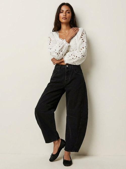 Damen Barrel Jeans mit hoher Taille